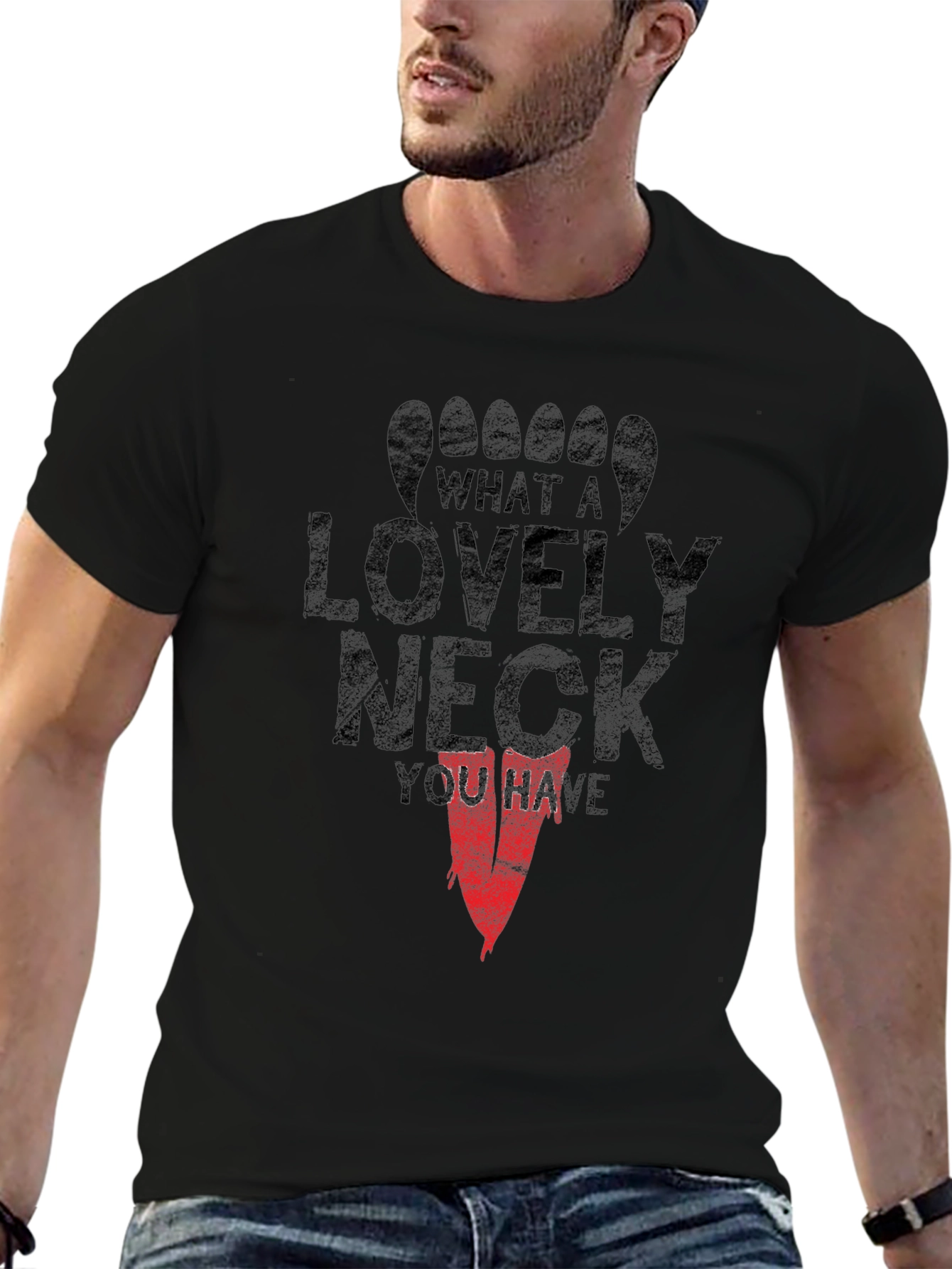 Black What a Lovely Neck T-Shirt Funny Graphic Tee view 6
