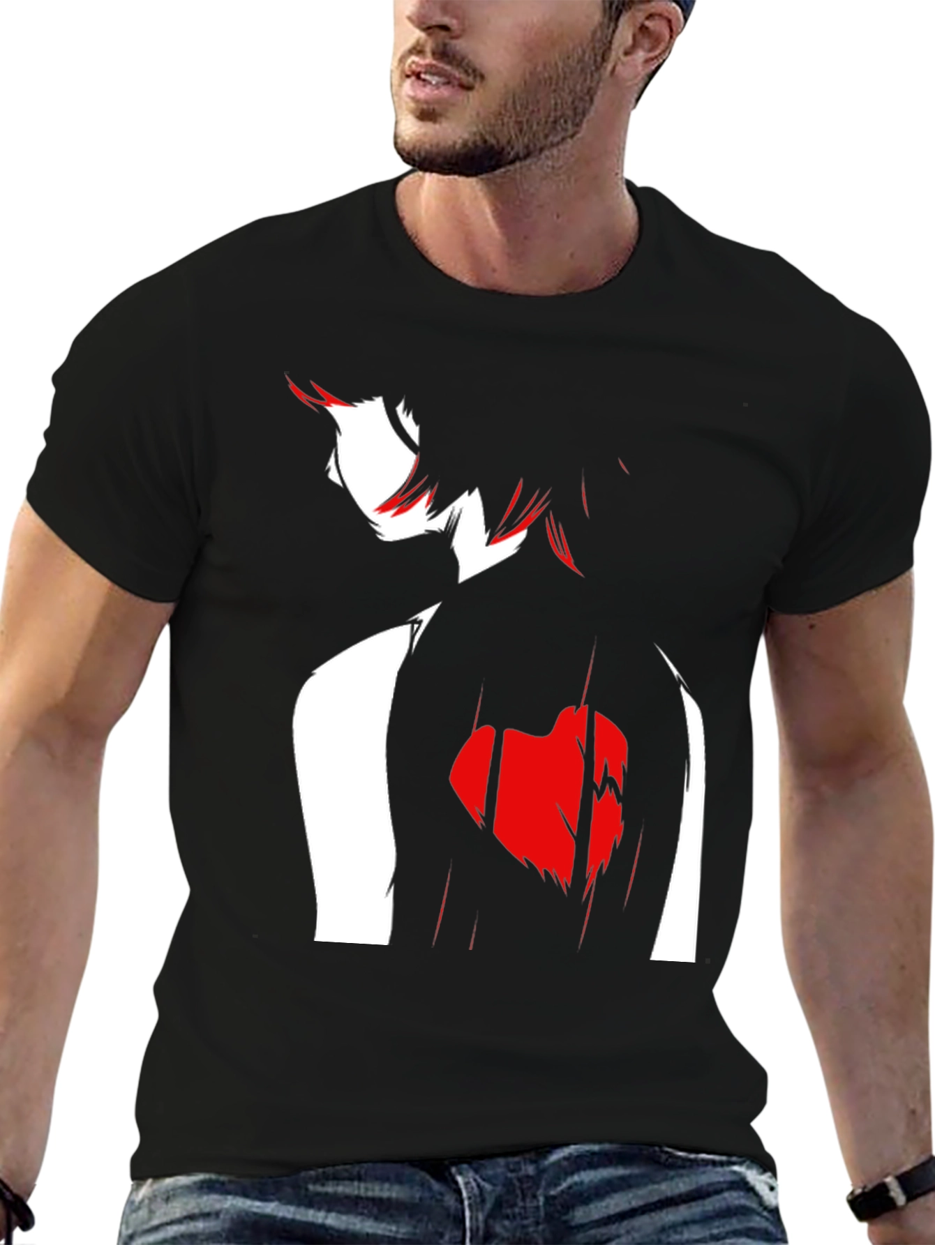 Anime-Inspired Graphic Tee - Black - 6