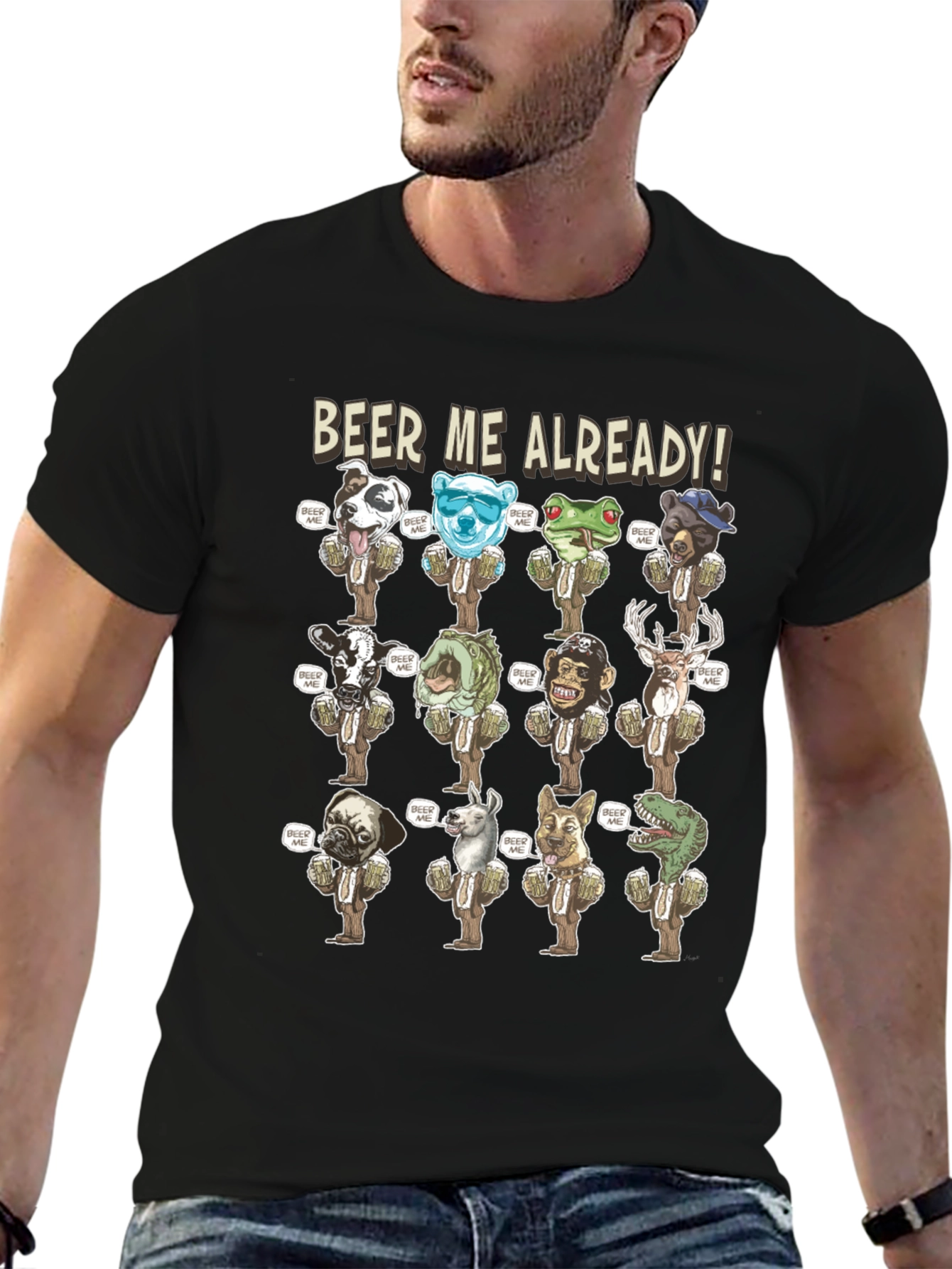 Black Beer Me Already Graphic T-Shirt view 6