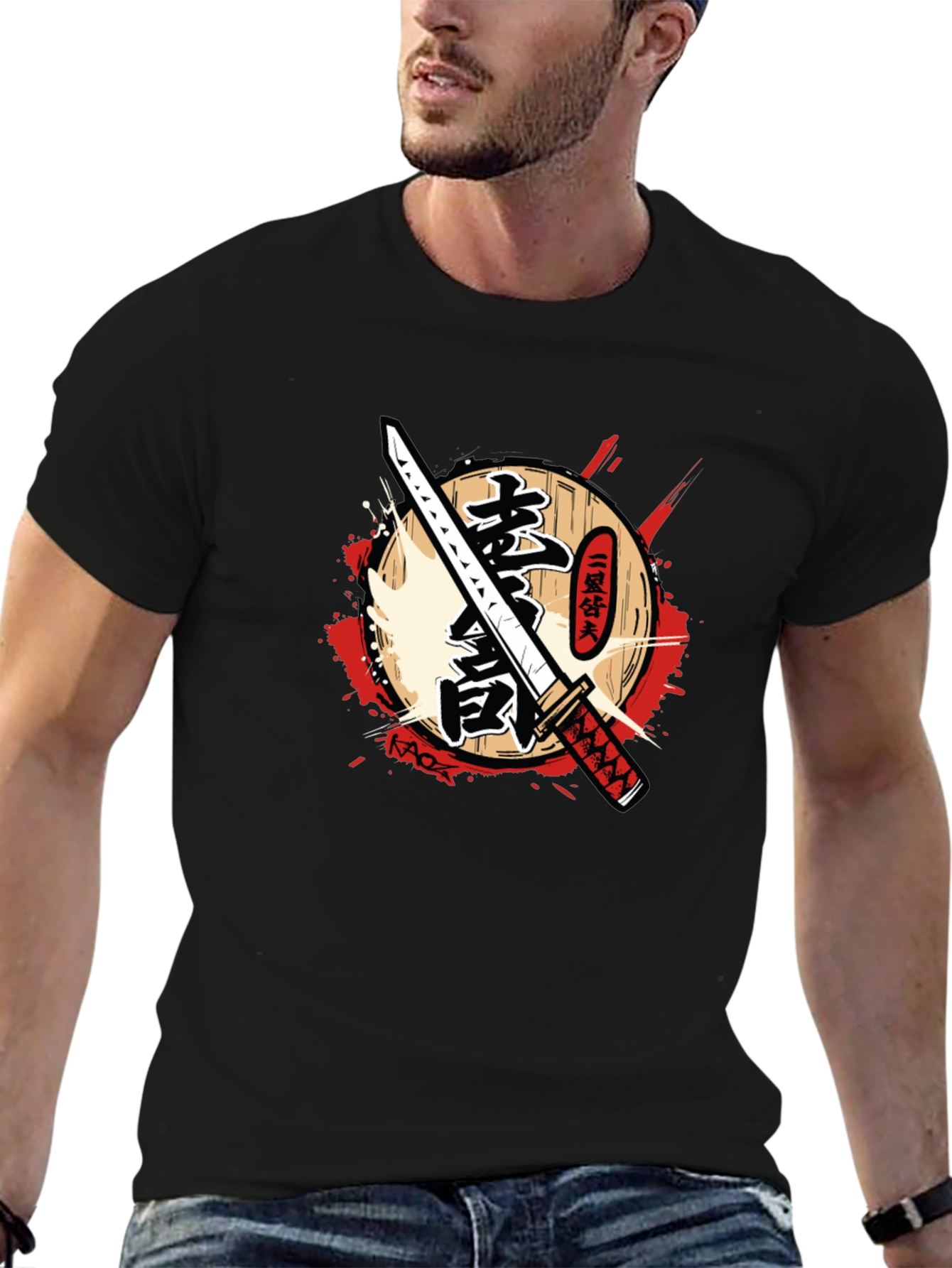Black Samurai Katana Graphic T-Shirt view 6