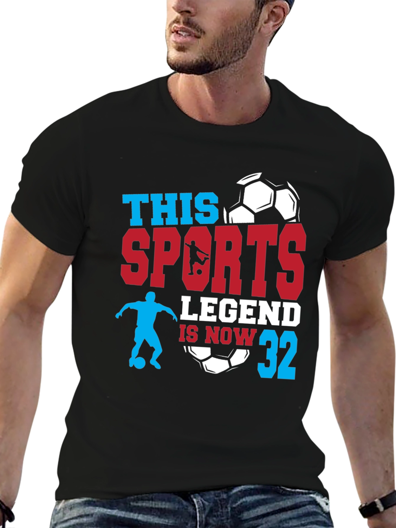 Black Sports Legend 32nd Birthday T-Shirt view 6