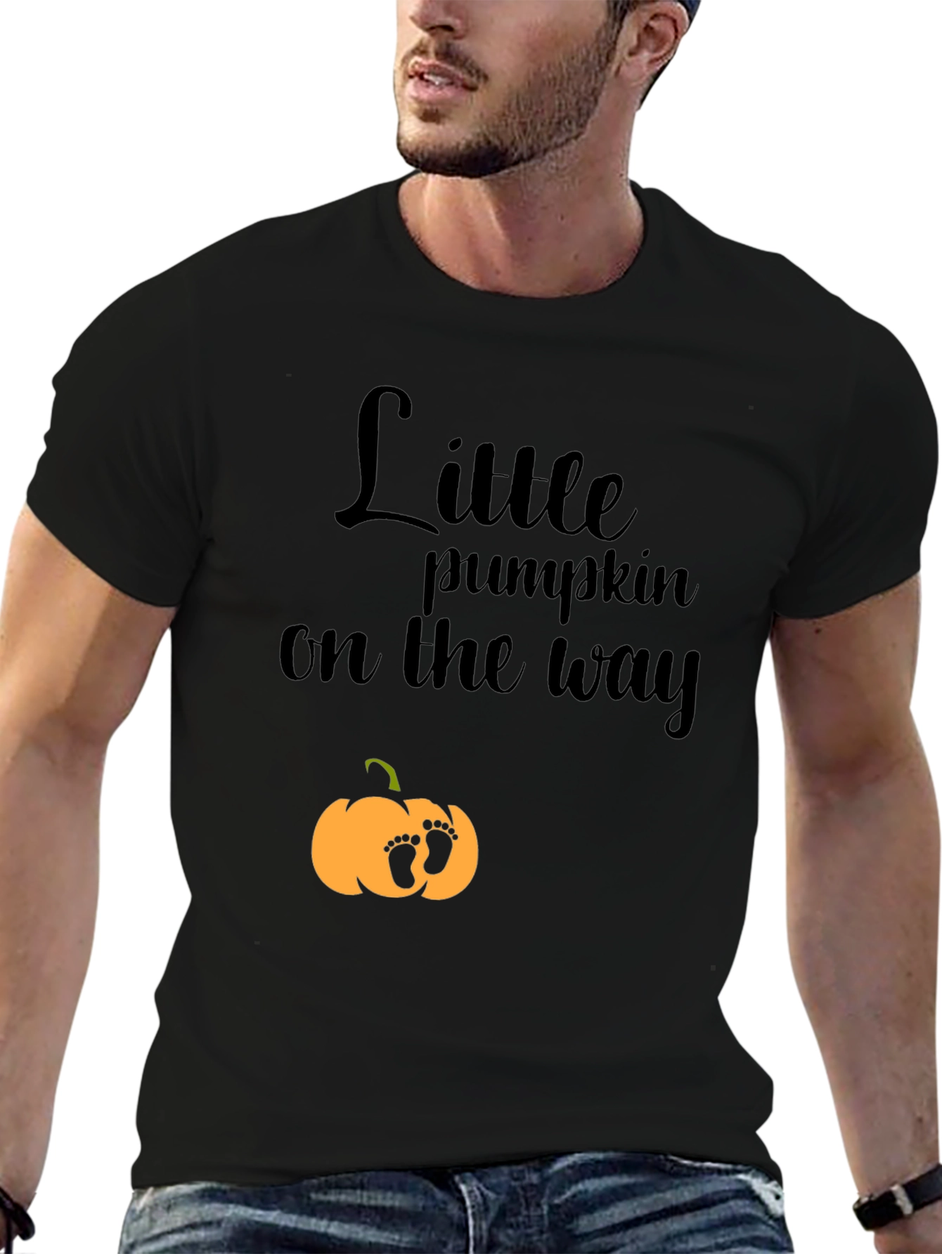 Black Little Pumpkin On The Way T-Shirt view 6