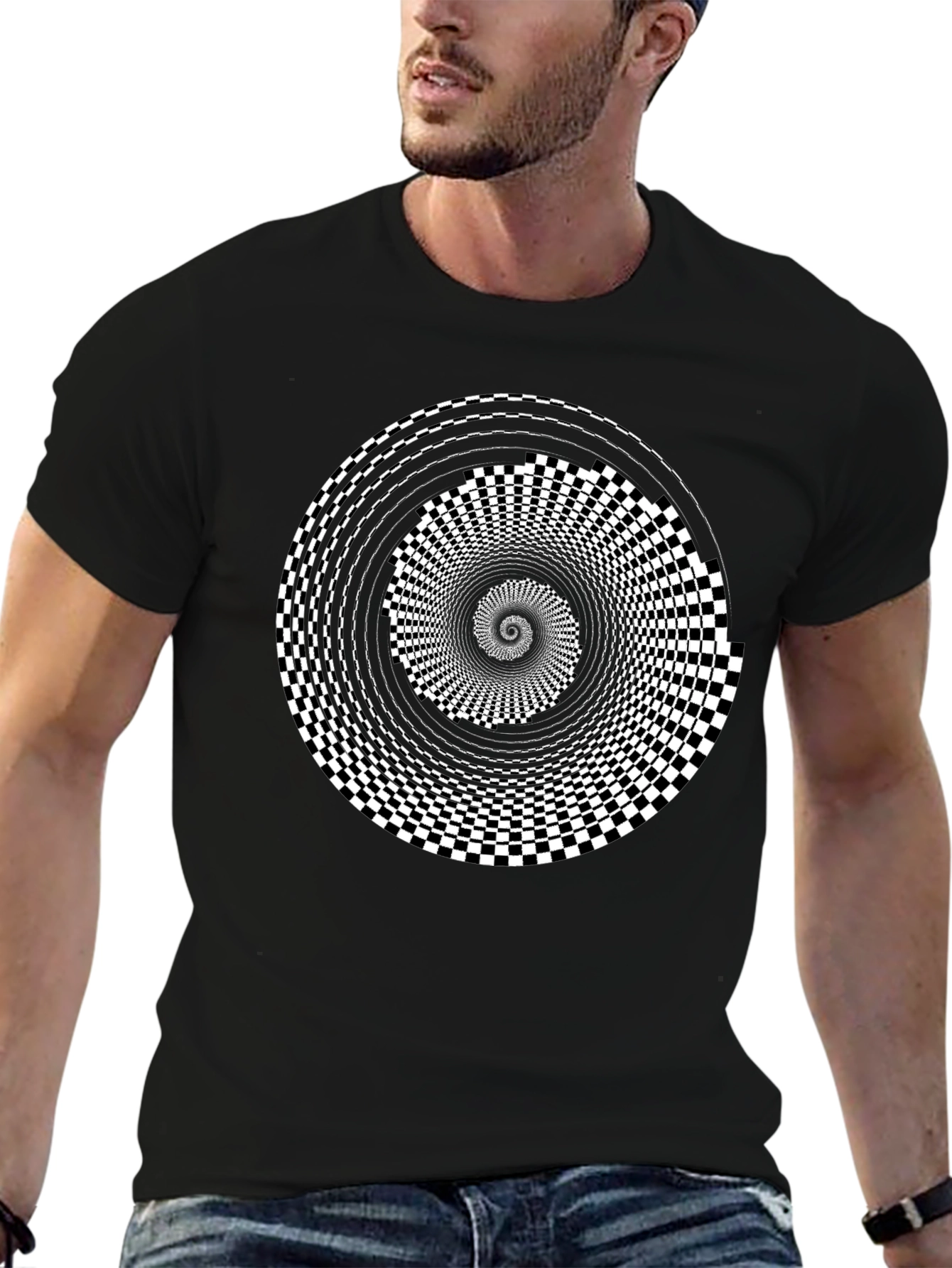 Black Optical Illusion Black T-Shirt view 6
