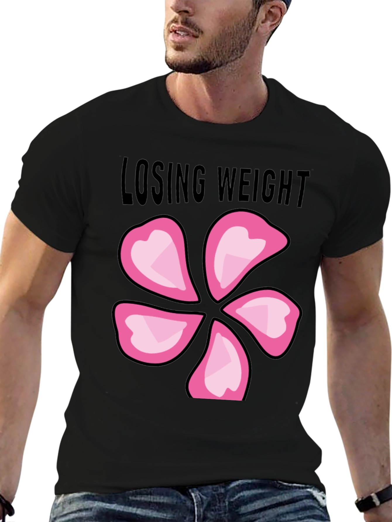 Black Losing Weight Flower T-Shirt - Black view 6