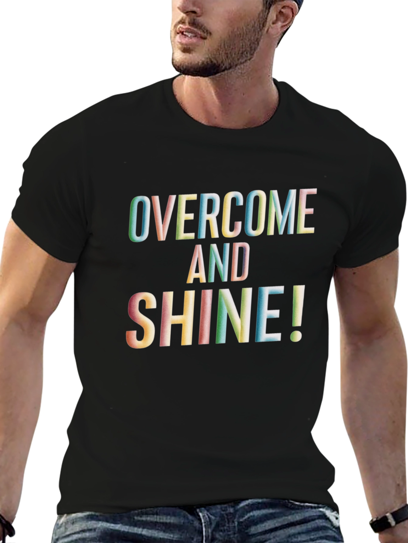 Black Overcome and Shine Graphic Tee - Men's Black T-Shirt view 6