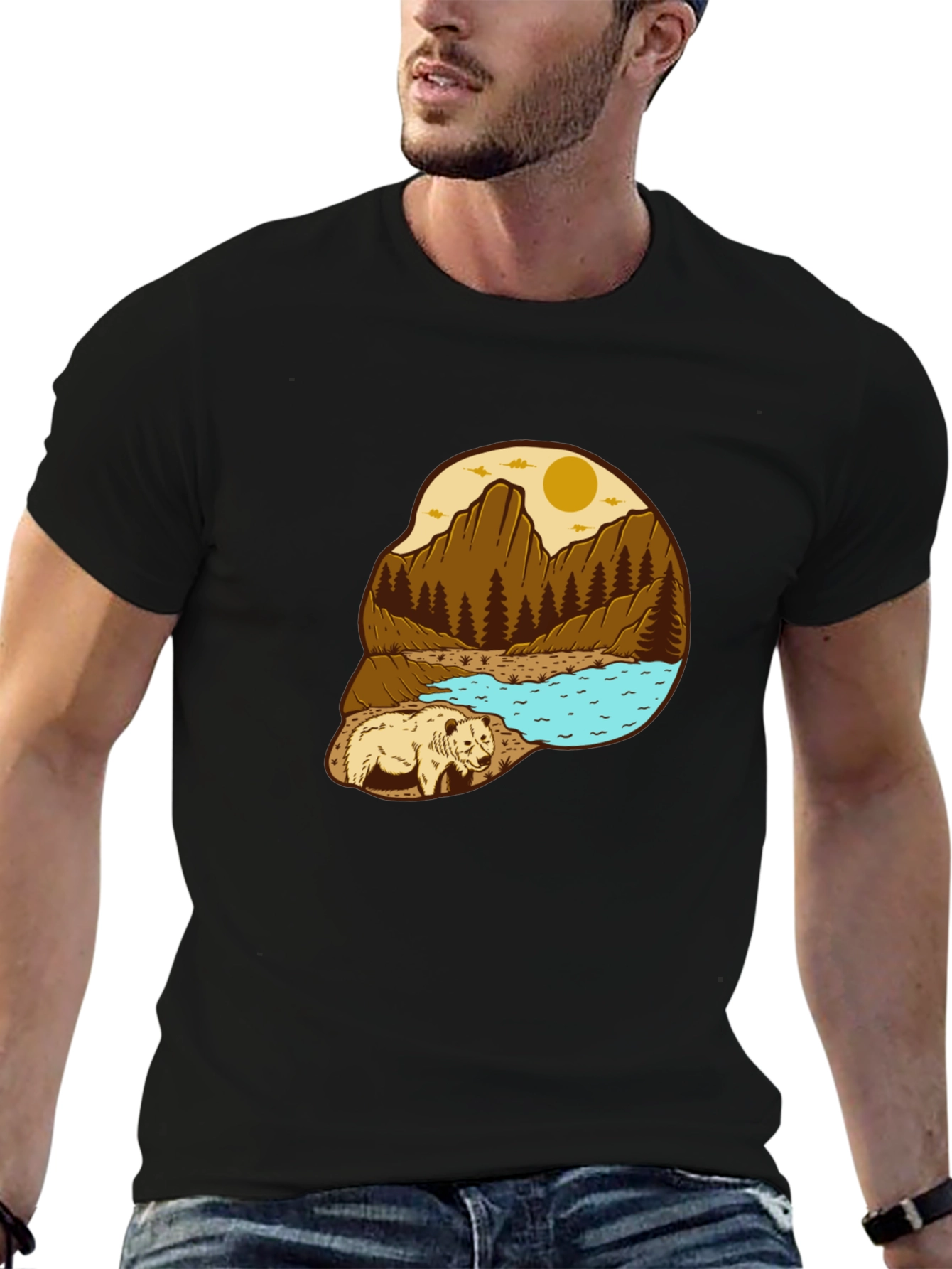 Black Bear Mountain Scene Graphic Tee view 6