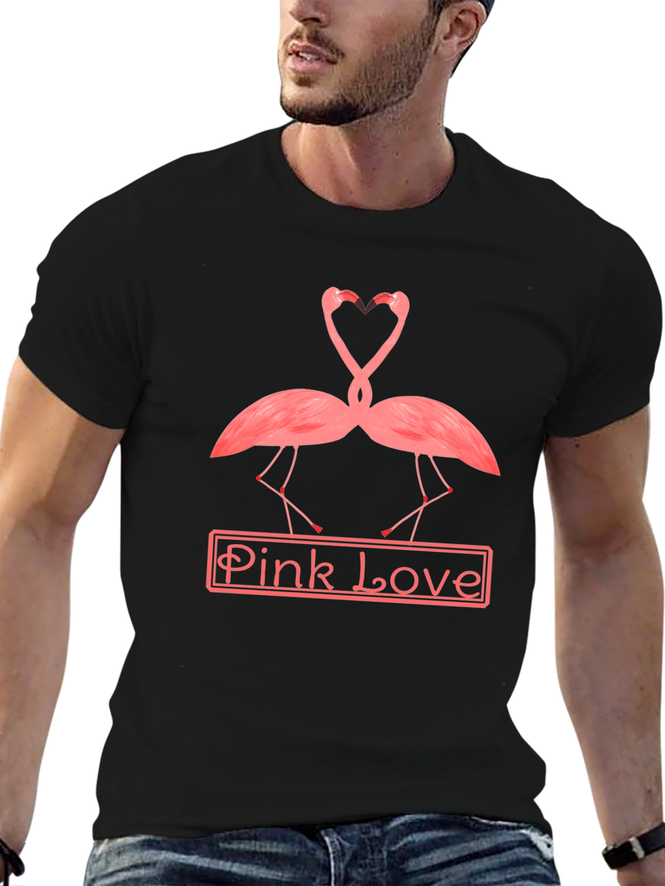 Black Pink Love Flamingo Graphic Tee view 6