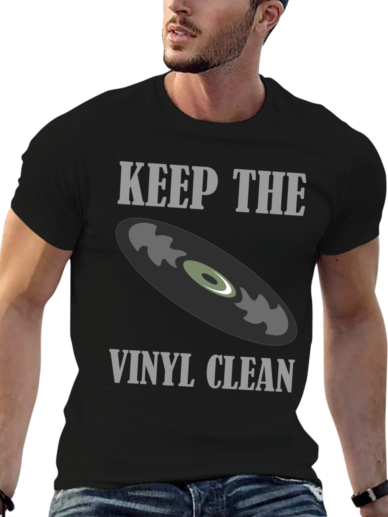 Black Keep The Vinyl Clean Graphic Tee view 6