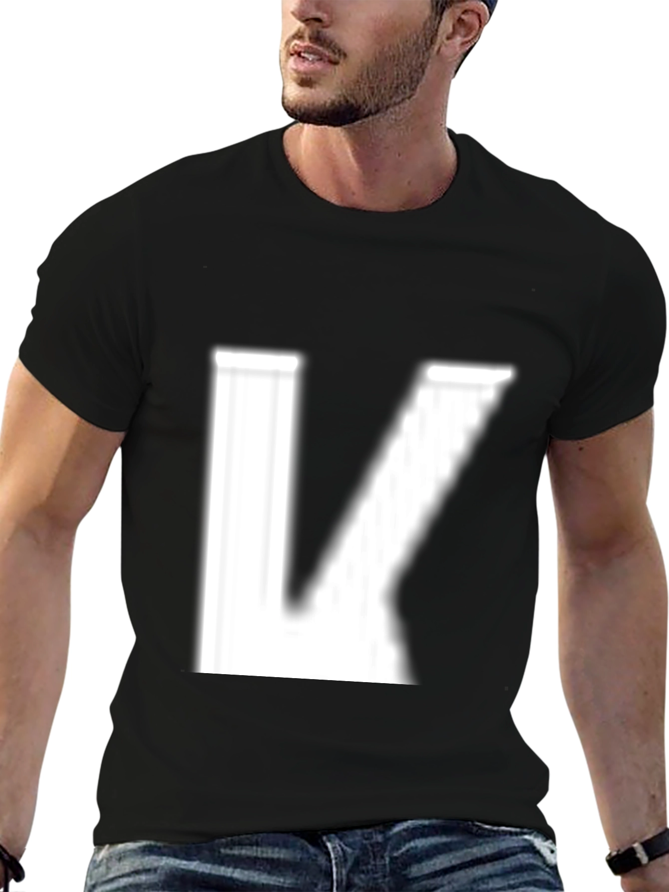 Black Letter K Graphic Print Tee - Modern Style view 6