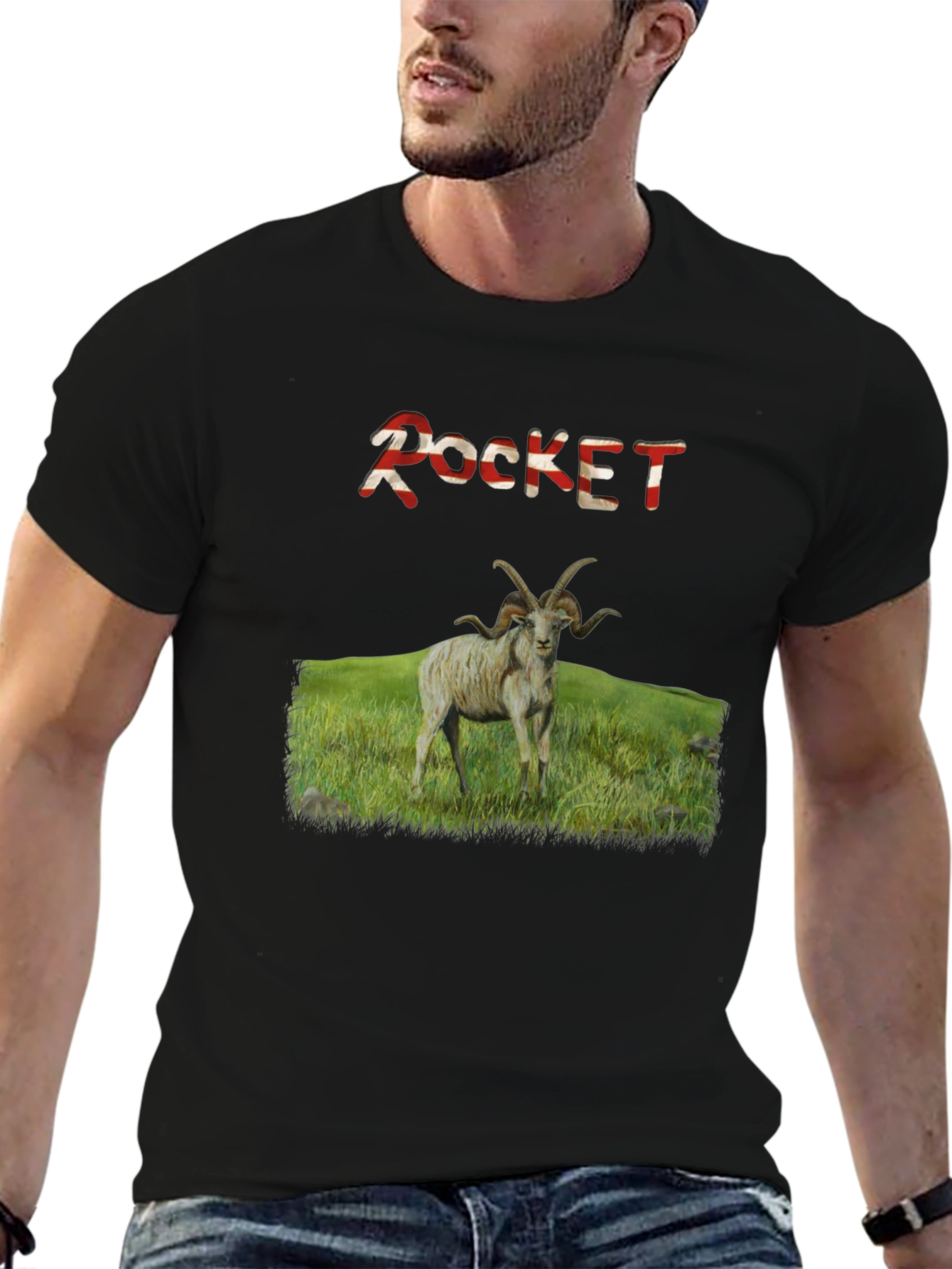 Black Rocket Ram Graphic T-Shirt - Premium Cotton Blend view 6
