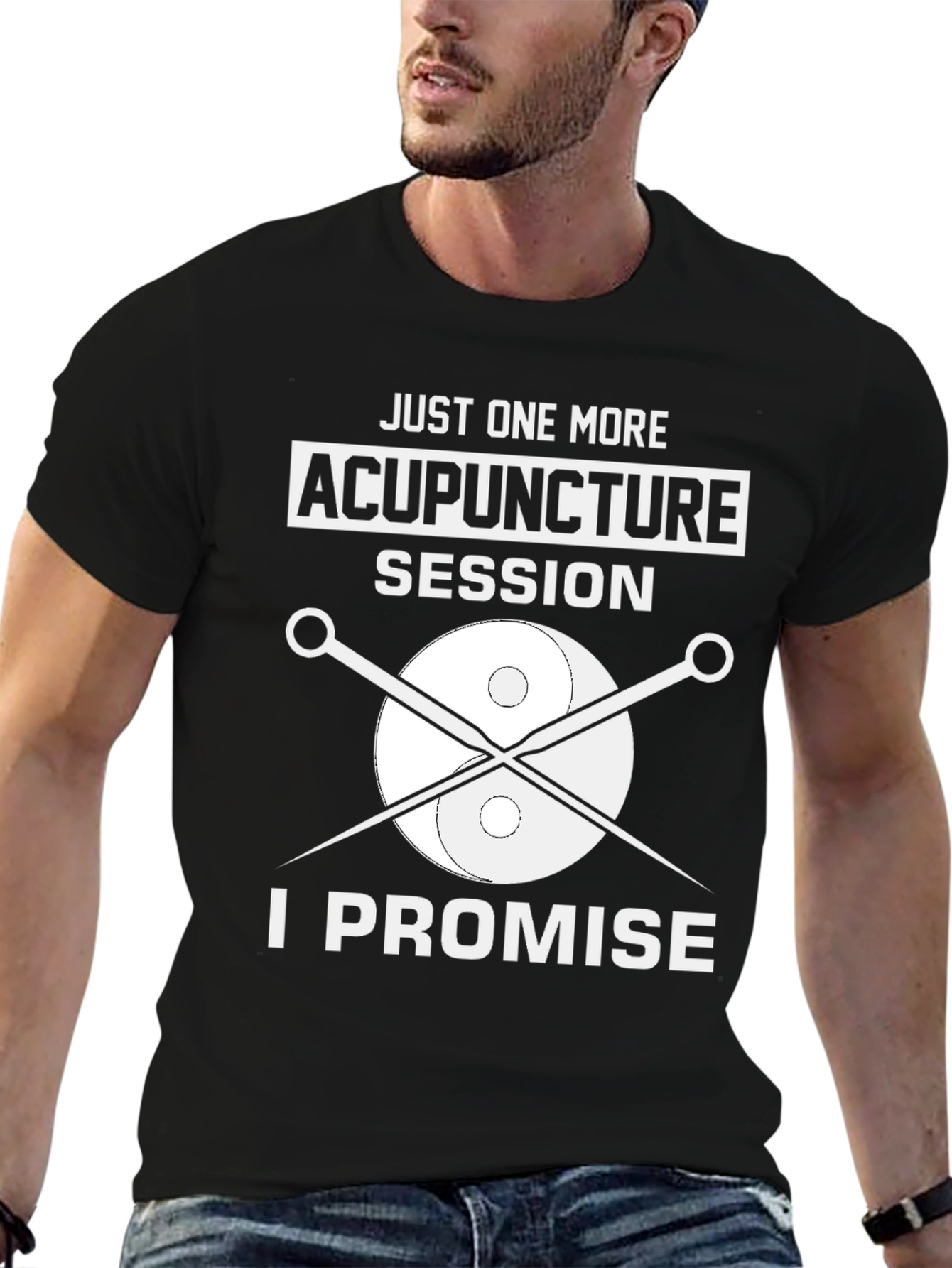 Black Acupuncture Session T-Shirt: Funny Graphic Tee for Health Lovers view 6