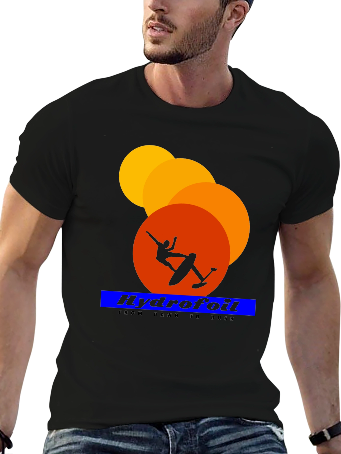 Black Hydrofoil T-Shirt - Dawn to Dusk Surf Style view 6