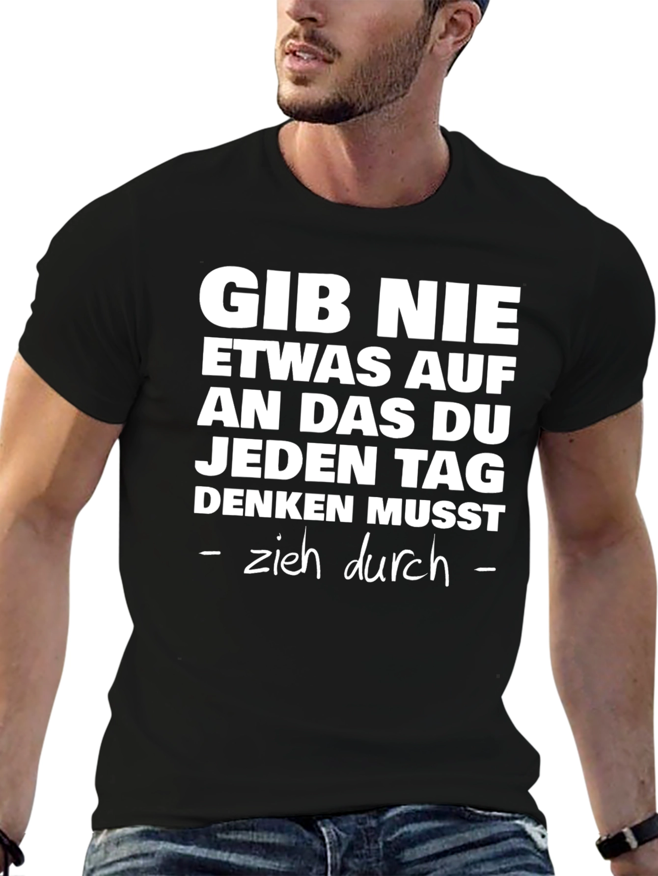 Black Motivational German Quote T-Shirt view 6