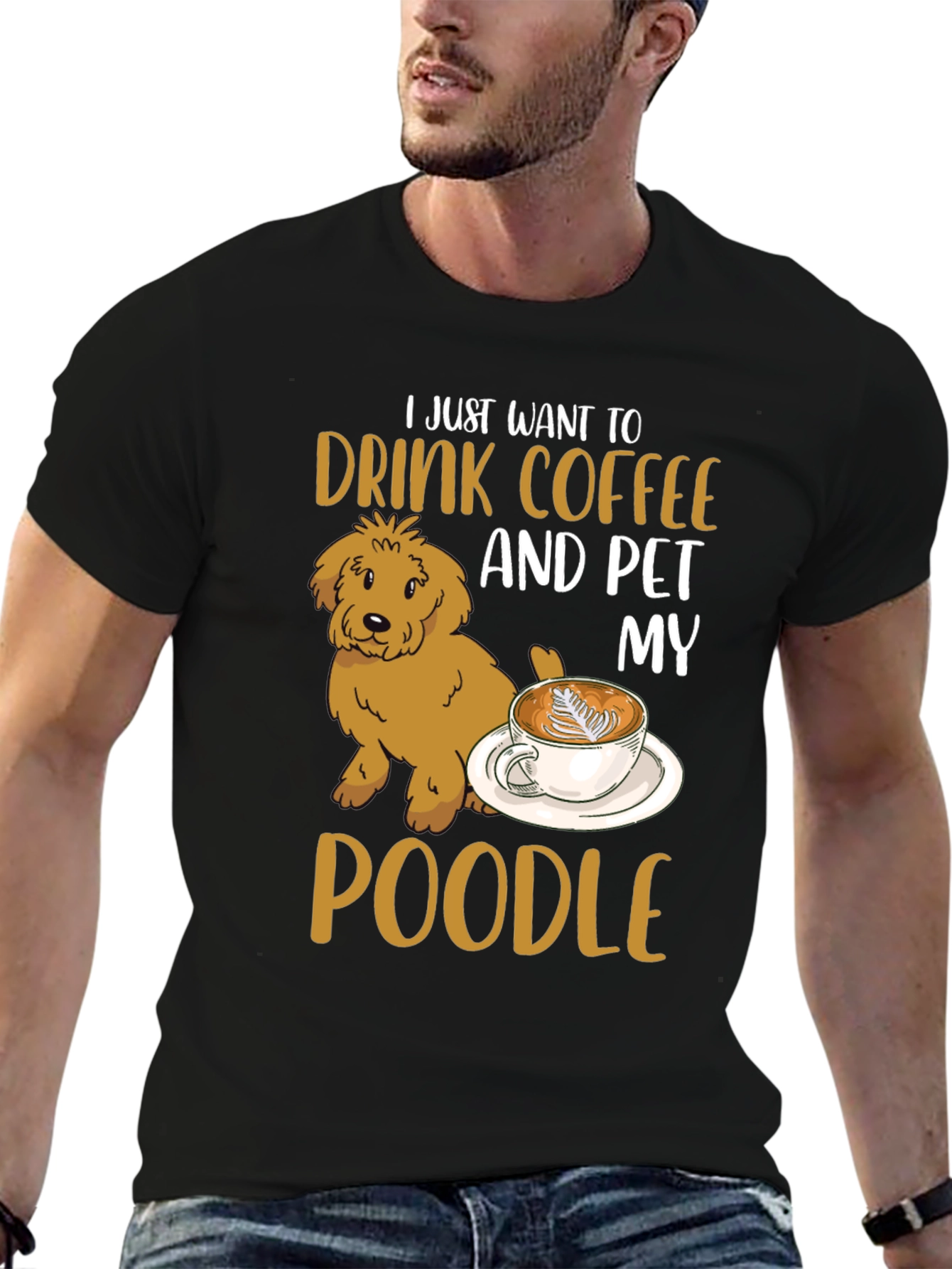 Black Drink Coffee & Pet My Poodle T-Shirt view 6