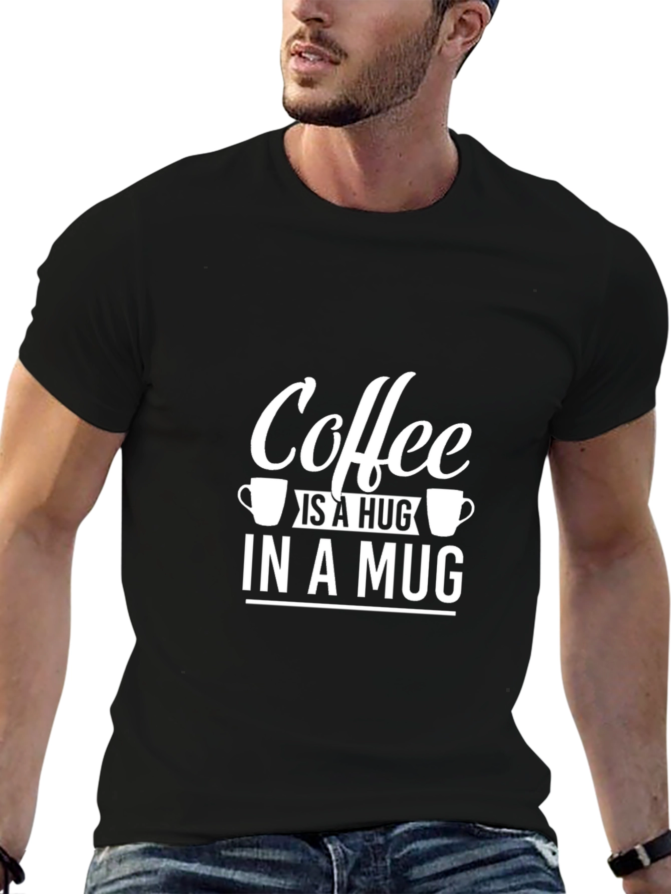 Black Coffee Is A Hug In A Mug T-Shirt - Black view 6