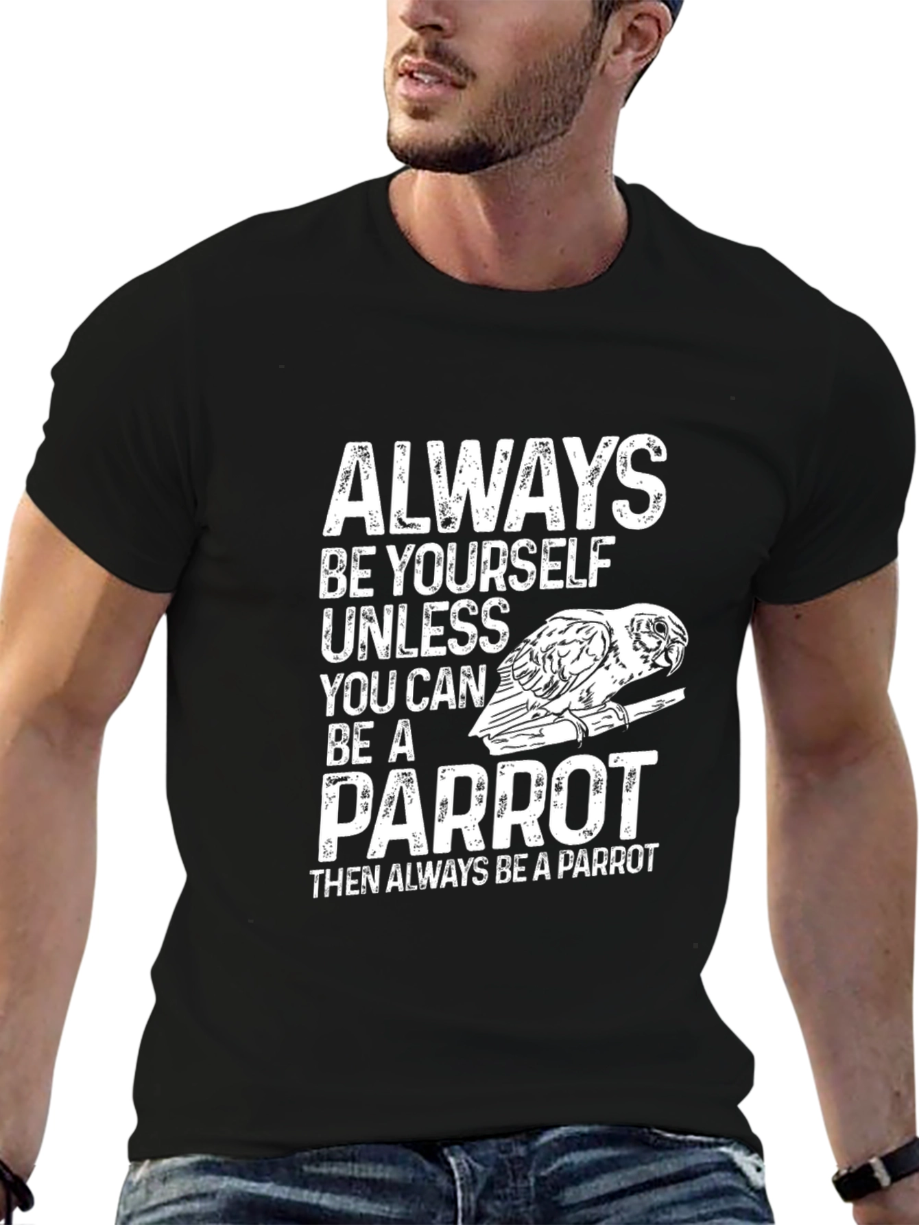 Black Parrot T-Shirt - Always Be Yourself - Novelty Tee view 6