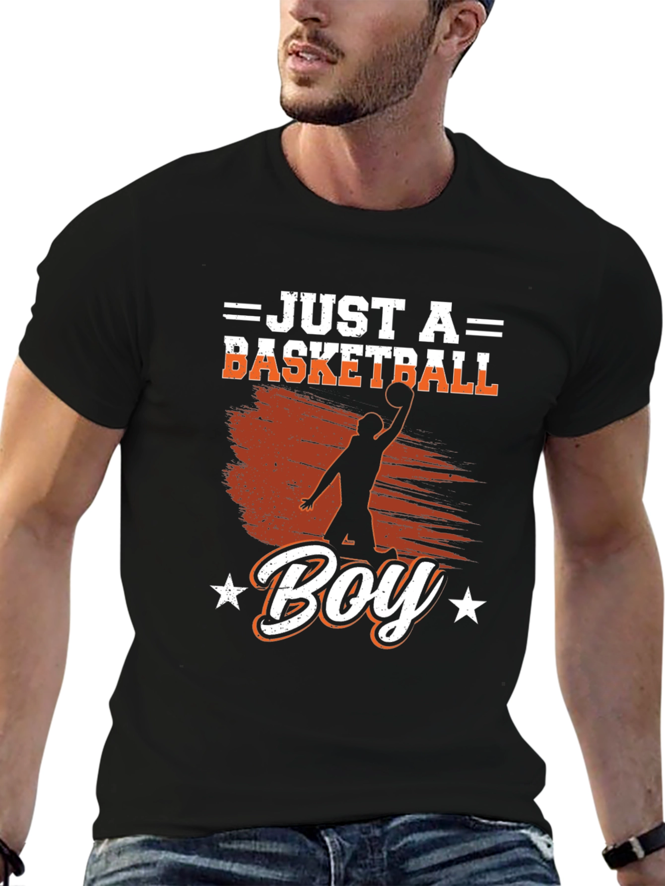 Black Basketball Boy Graphic Tee - Sporty Casual Shirt view 6