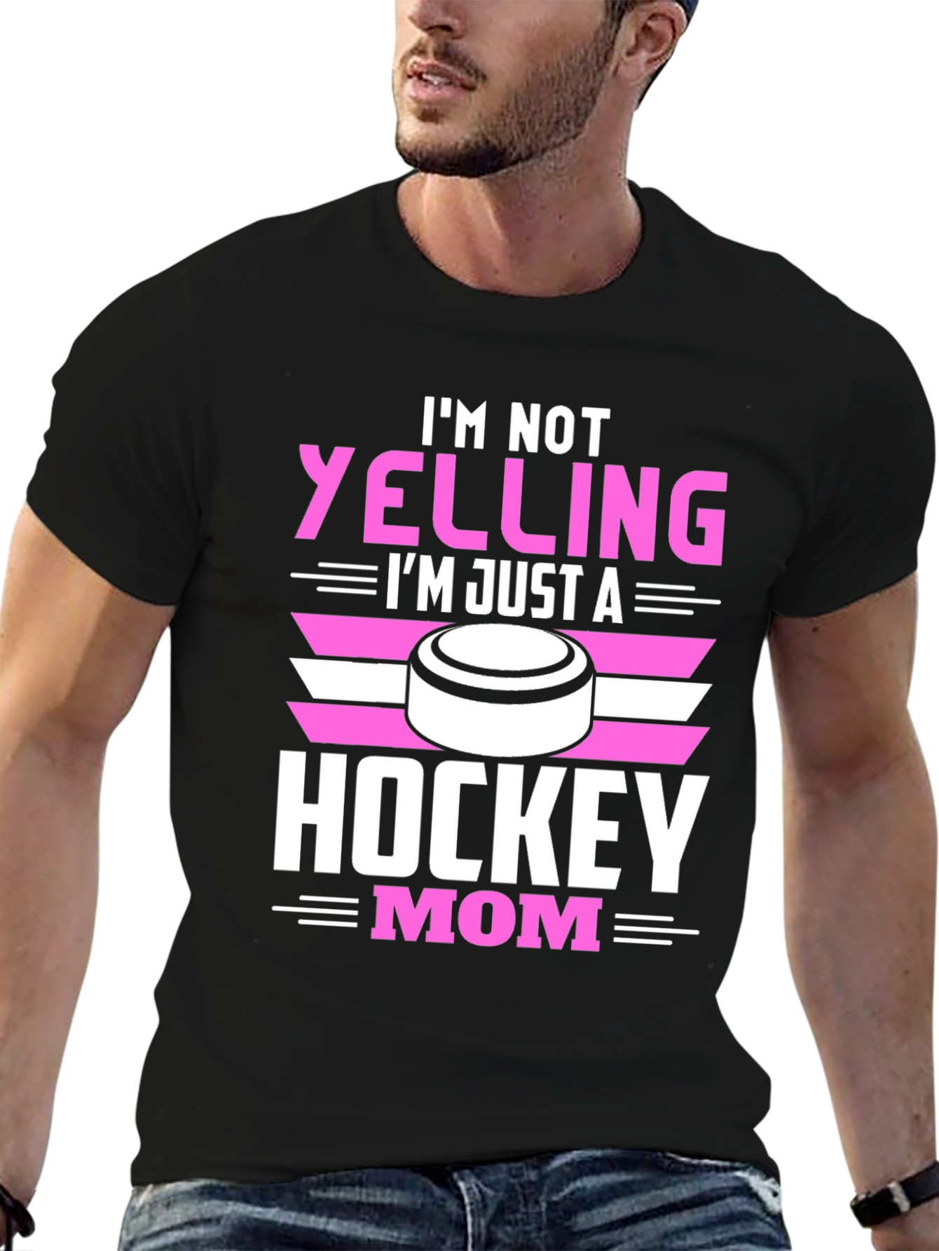 Black Hockey Mom Graphic Tee - Novelty T-Shirt view 6