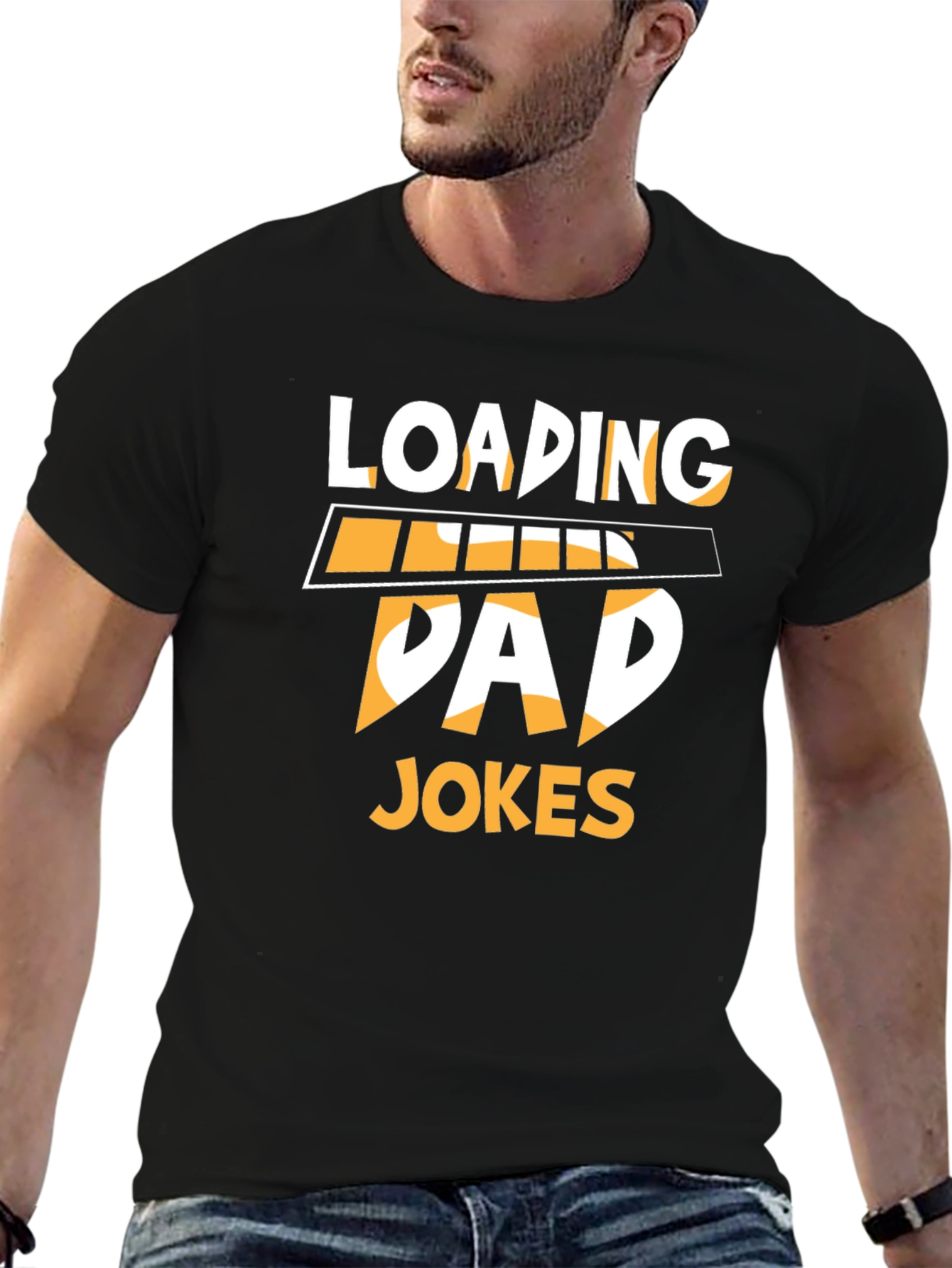 Black Loading Dad Jokes Funny Graphic T-Shirt view 6