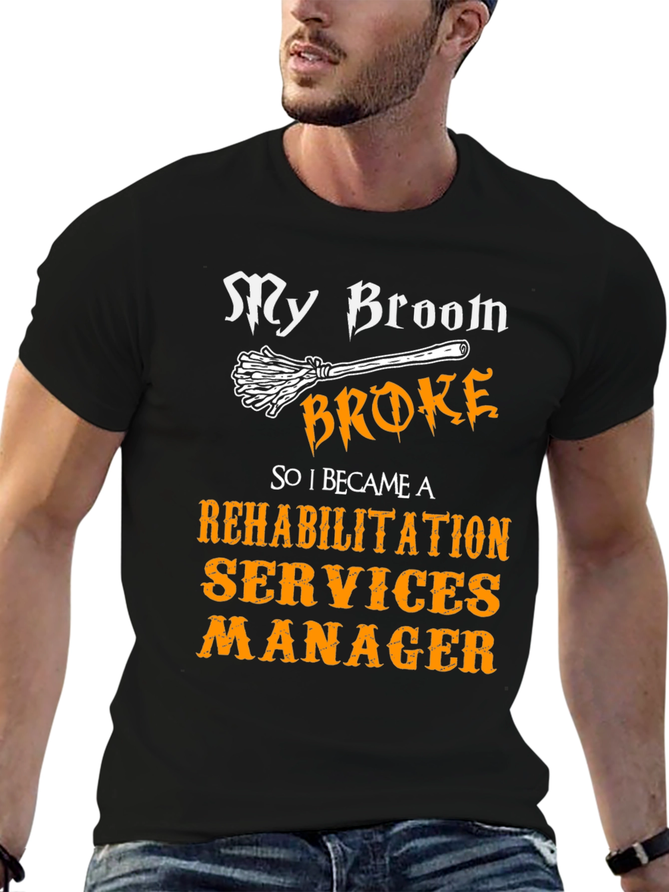 Black Rehabilitation Services Manager Halloween T-Shirt view 6