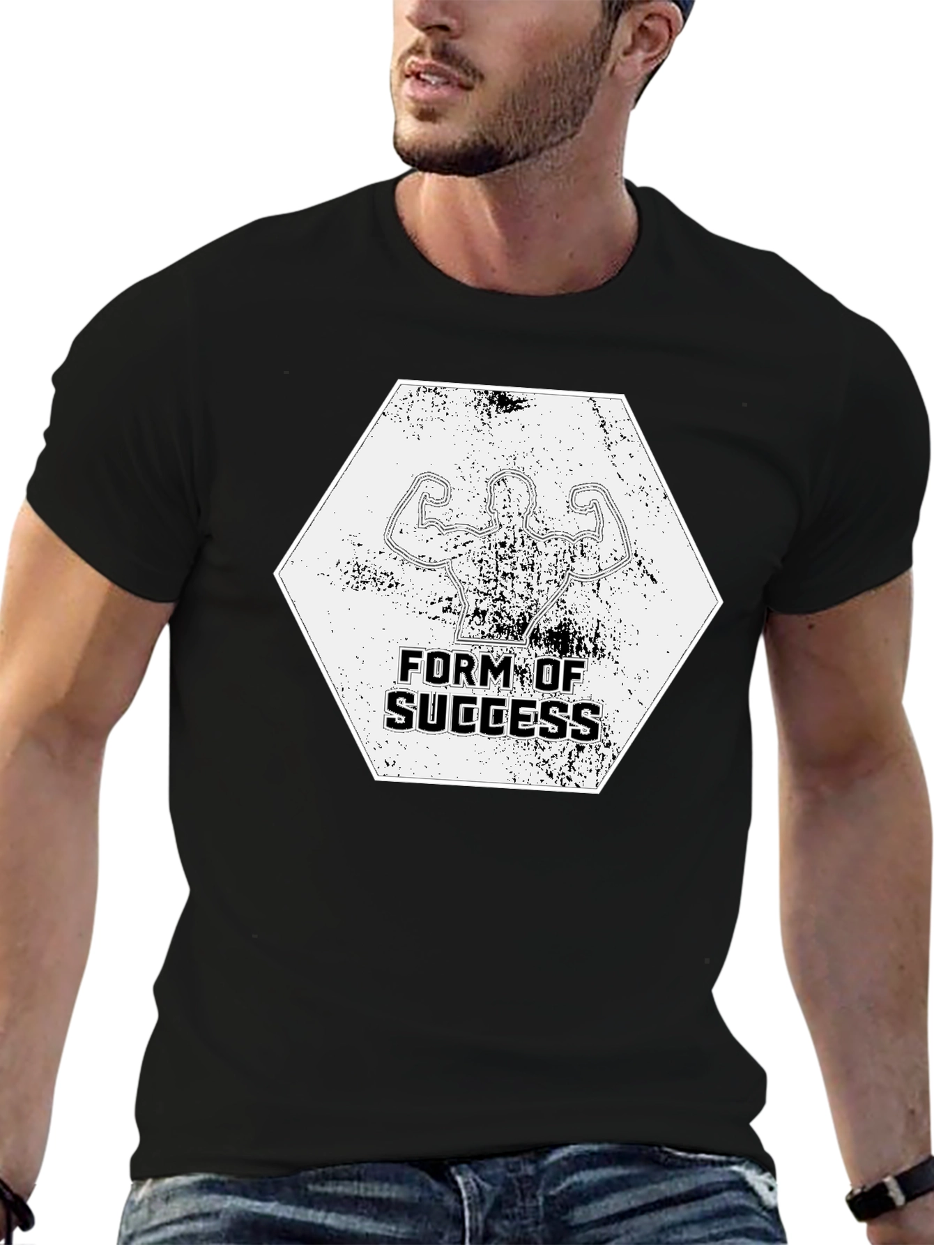 Black Form of Success Black T-Shirt - Gym Motivation Tee view 6