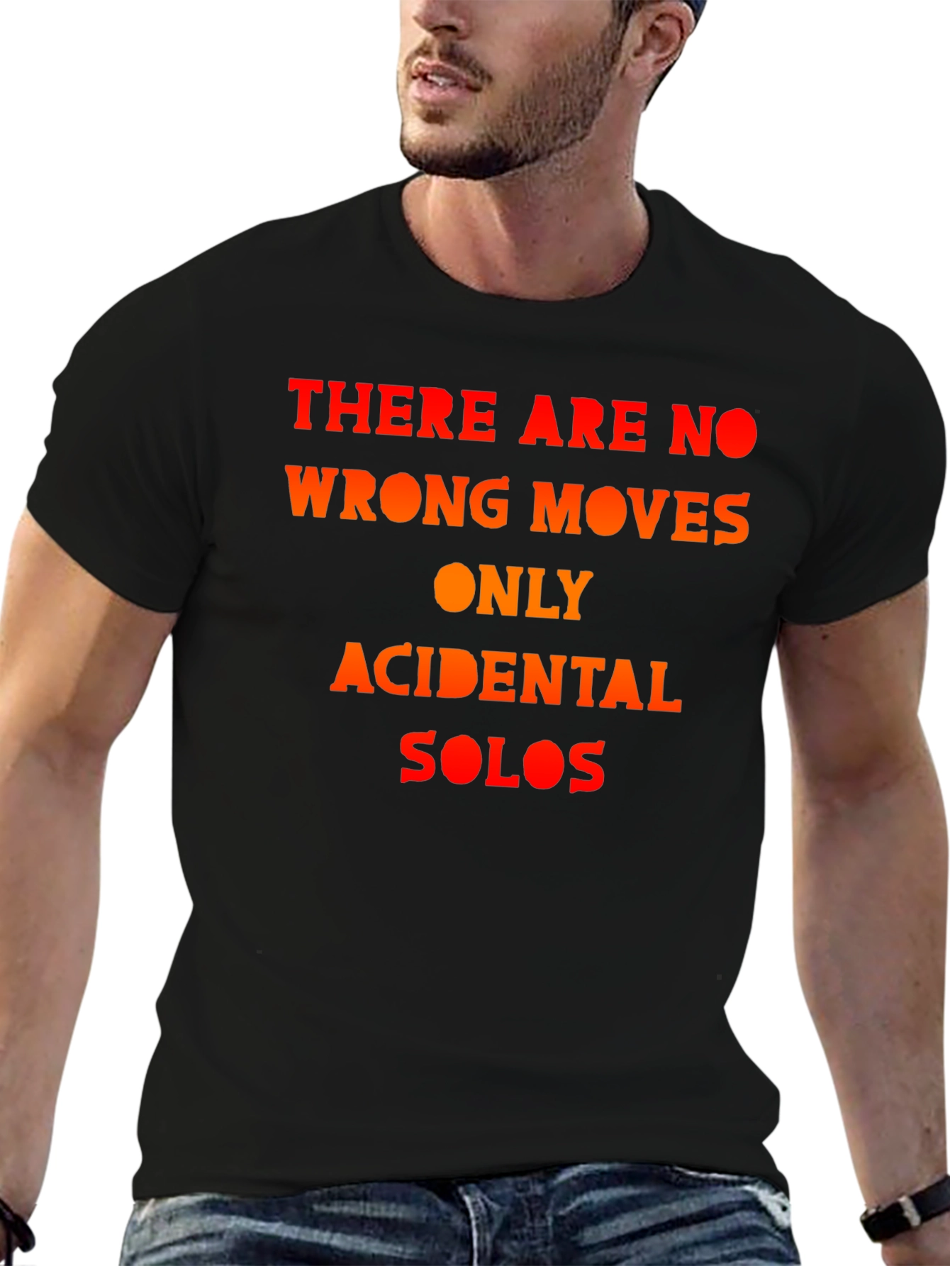Black Funny "Accidental Solos" Black T-Shirt view 6