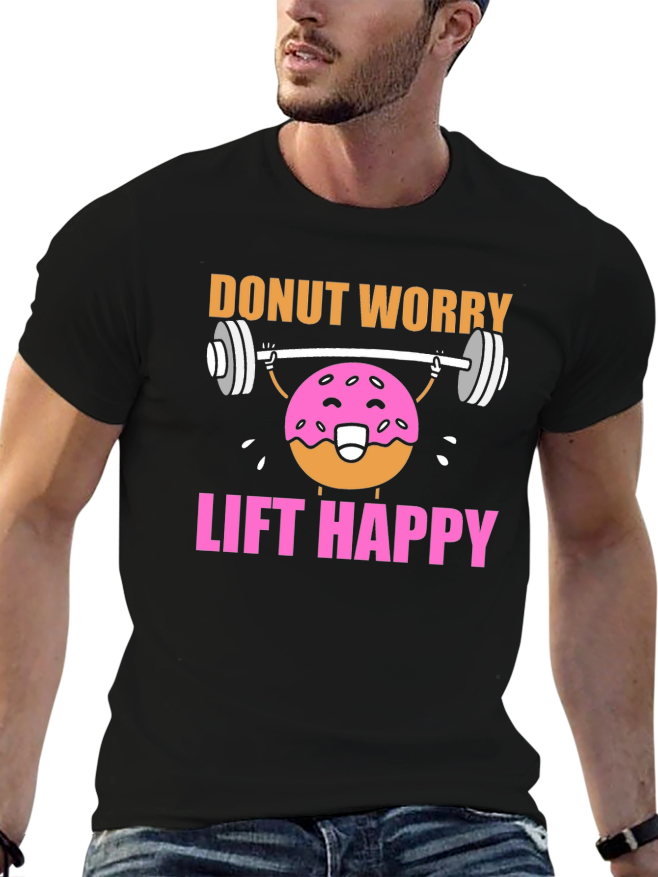 Black Donut Worry Lift Happy Graphic T-Shirt view 6