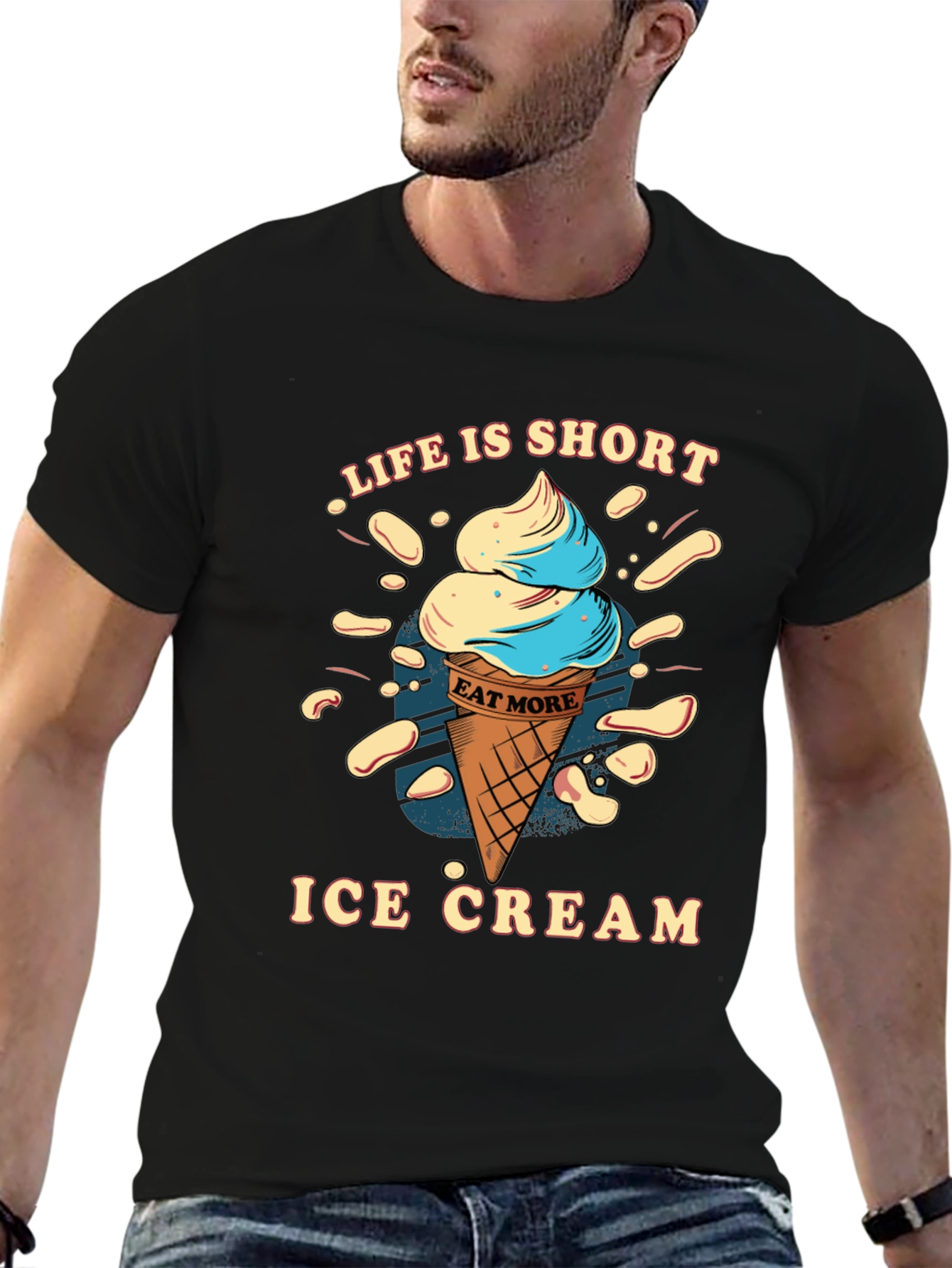 Black Life is Short Eat More Ice Cream T-Shirt view 6