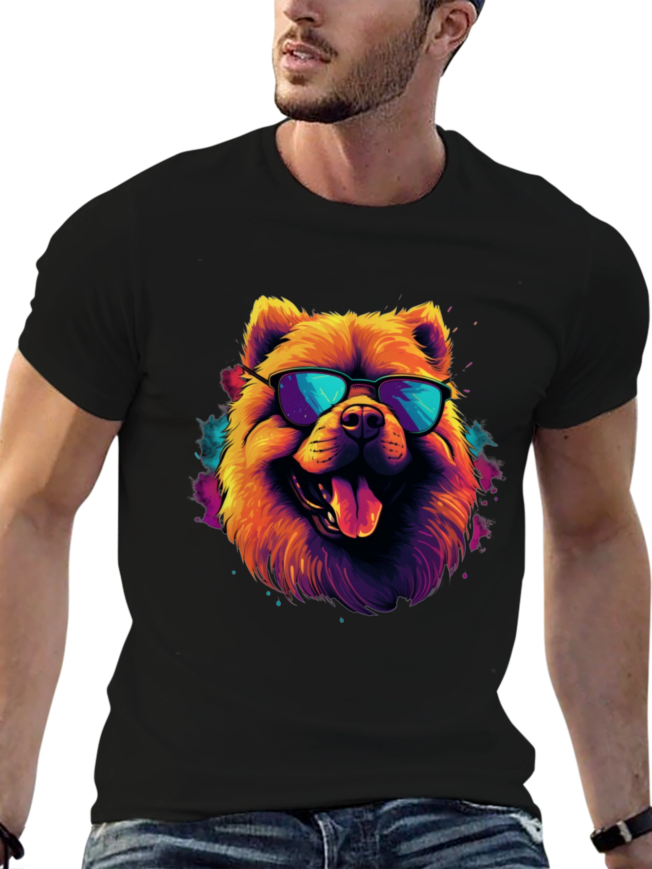 Black Cool Dog Graphic Tee - Funky Style view 6