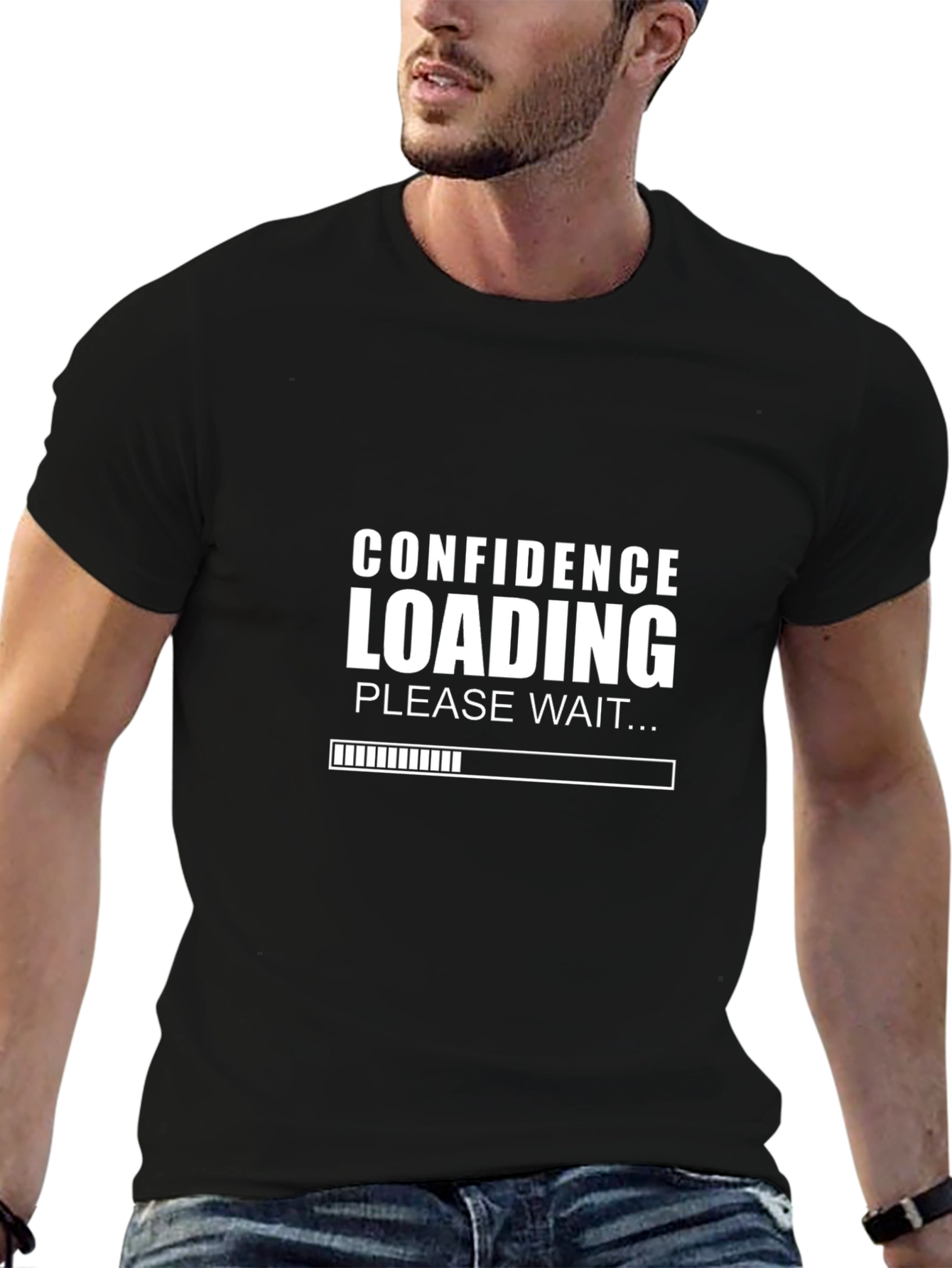 Black Confidence Loading Graphic Tee - Funny Slogan T-Shirt view 6
