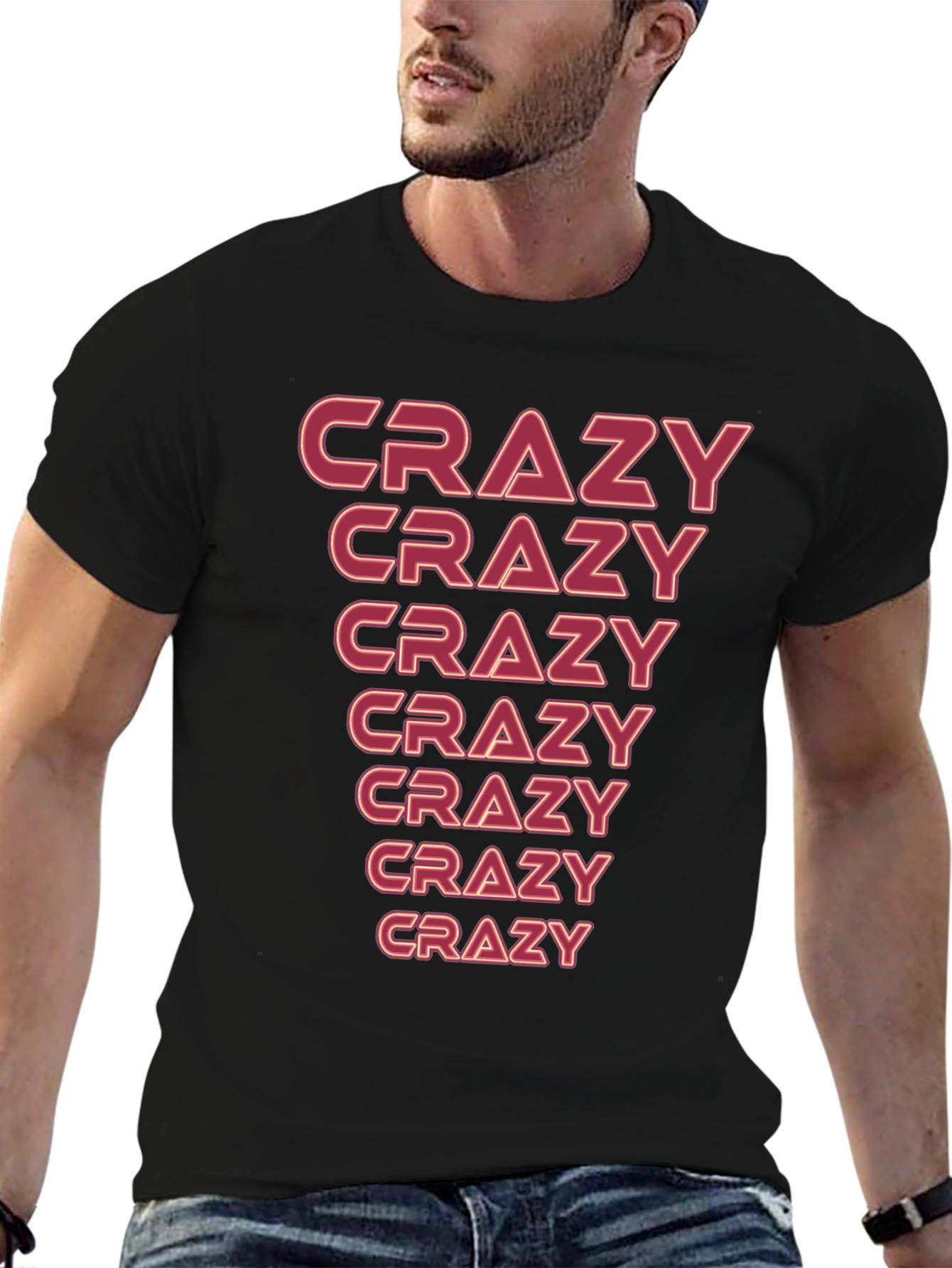 Black Crazy Graphic T-Shirt - Men's Black Tee view 6