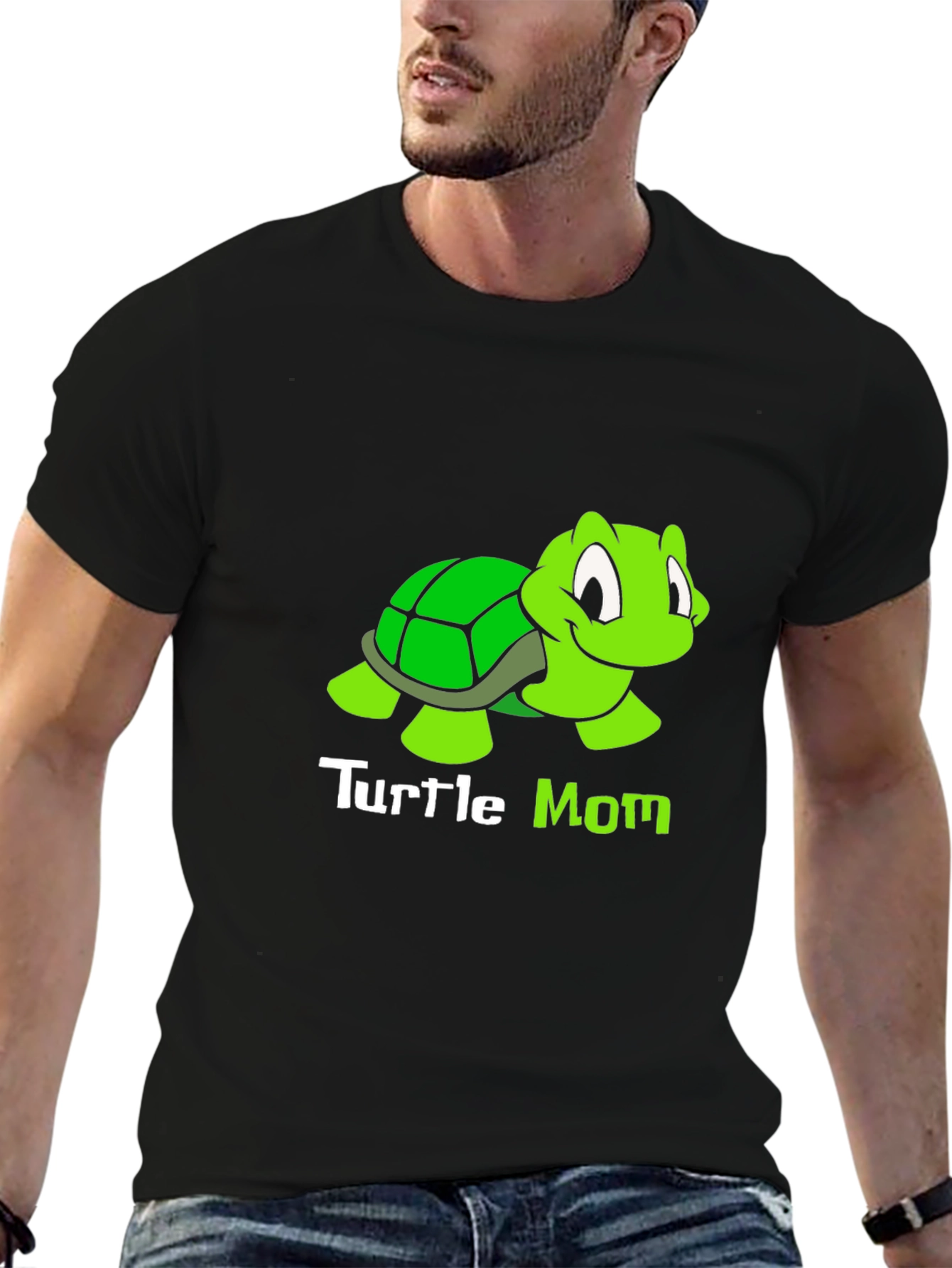 Black Turtle Mom T-Shirt - Cute Cartoon Turtle Design view 6