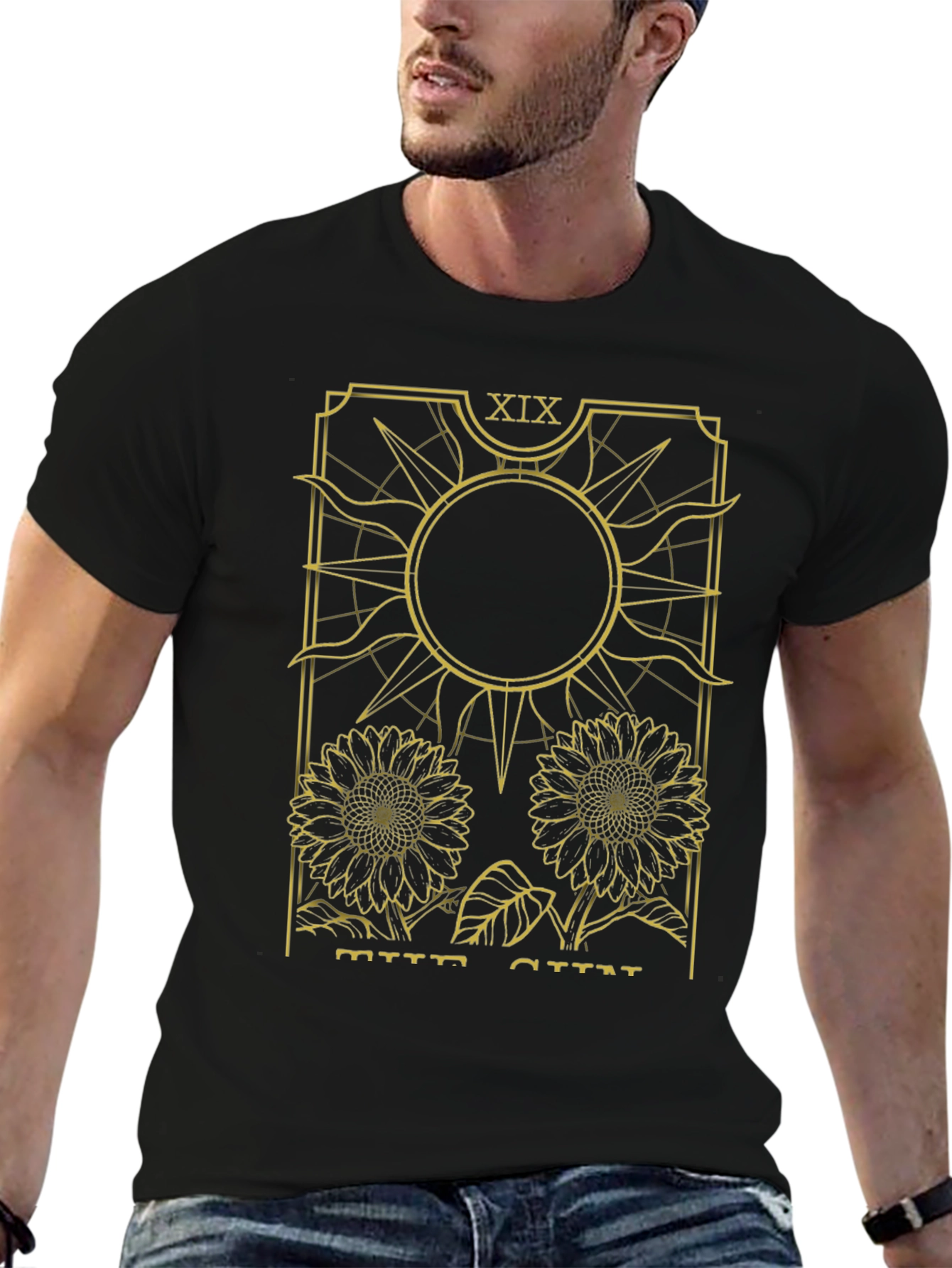 Black The Sun Tarot Card Graphic T-Shirt view 6