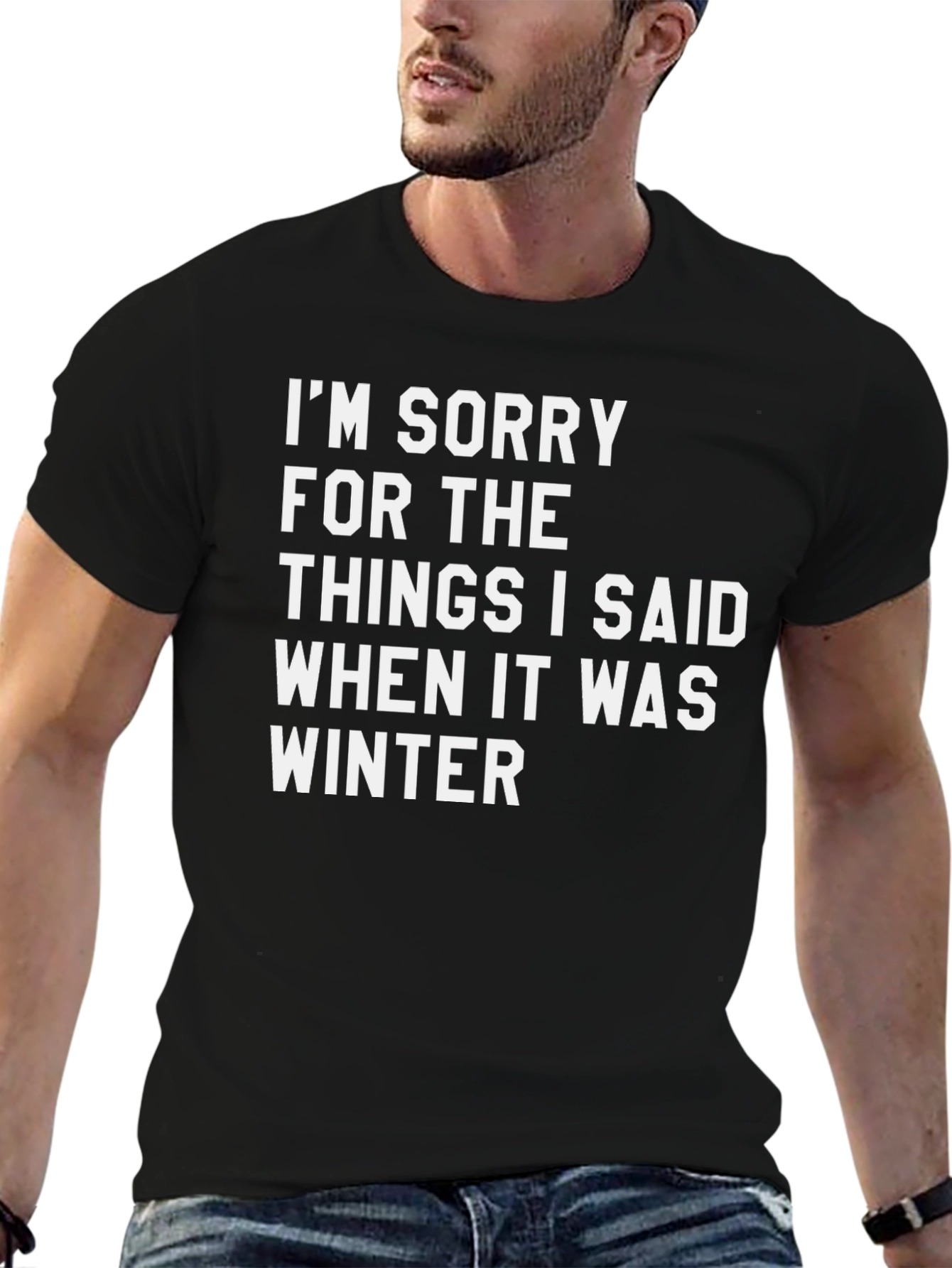 Black Funny Winter Apology T-Shirt view 6