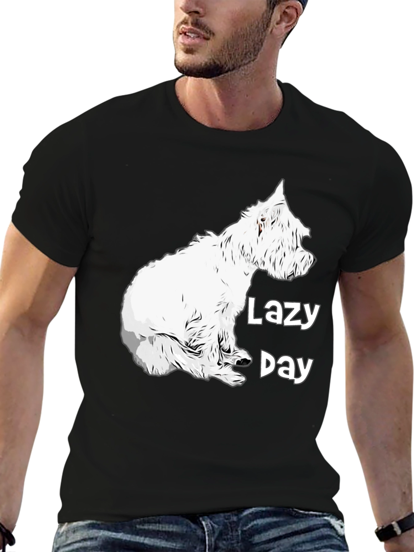 Black Lazy Day Dog Graphic Tee - Comfy Black T-Shirt view 6