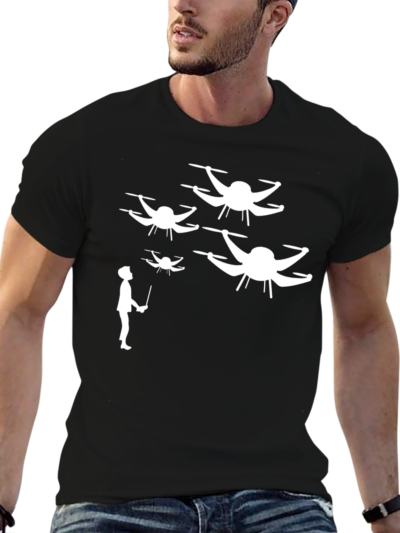 Black Drone Controller T-Shirt - Fly Your Style! view 6