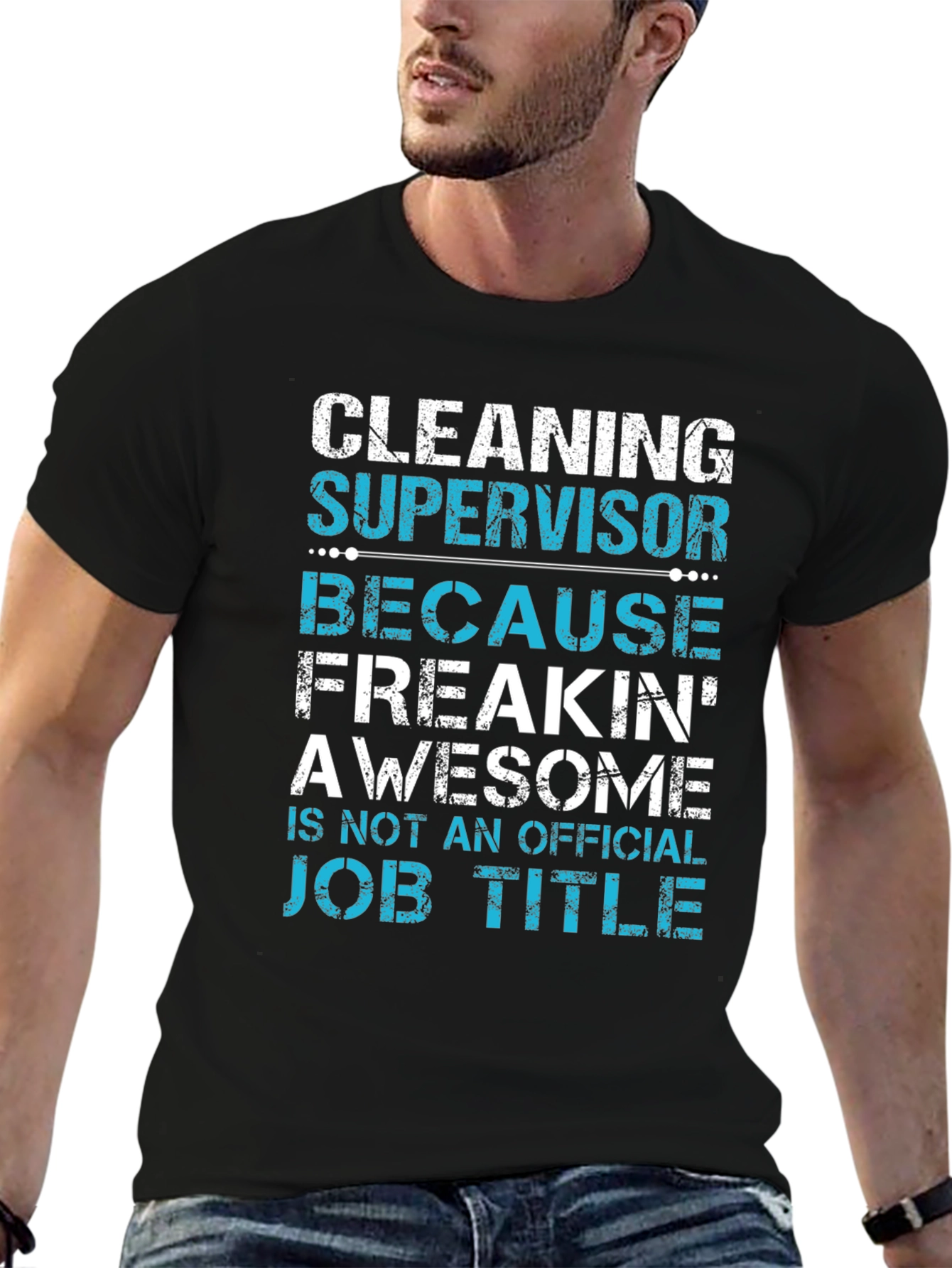 Black Cleaning Supervisor Funny Graphic T-Shirt view 6