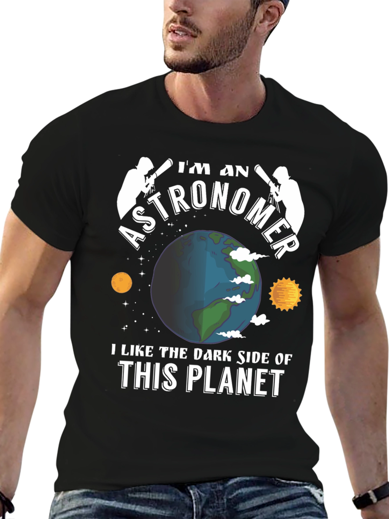 Black I'm An Astronomer T-Shirt - Dark Side Planet Tee view 6