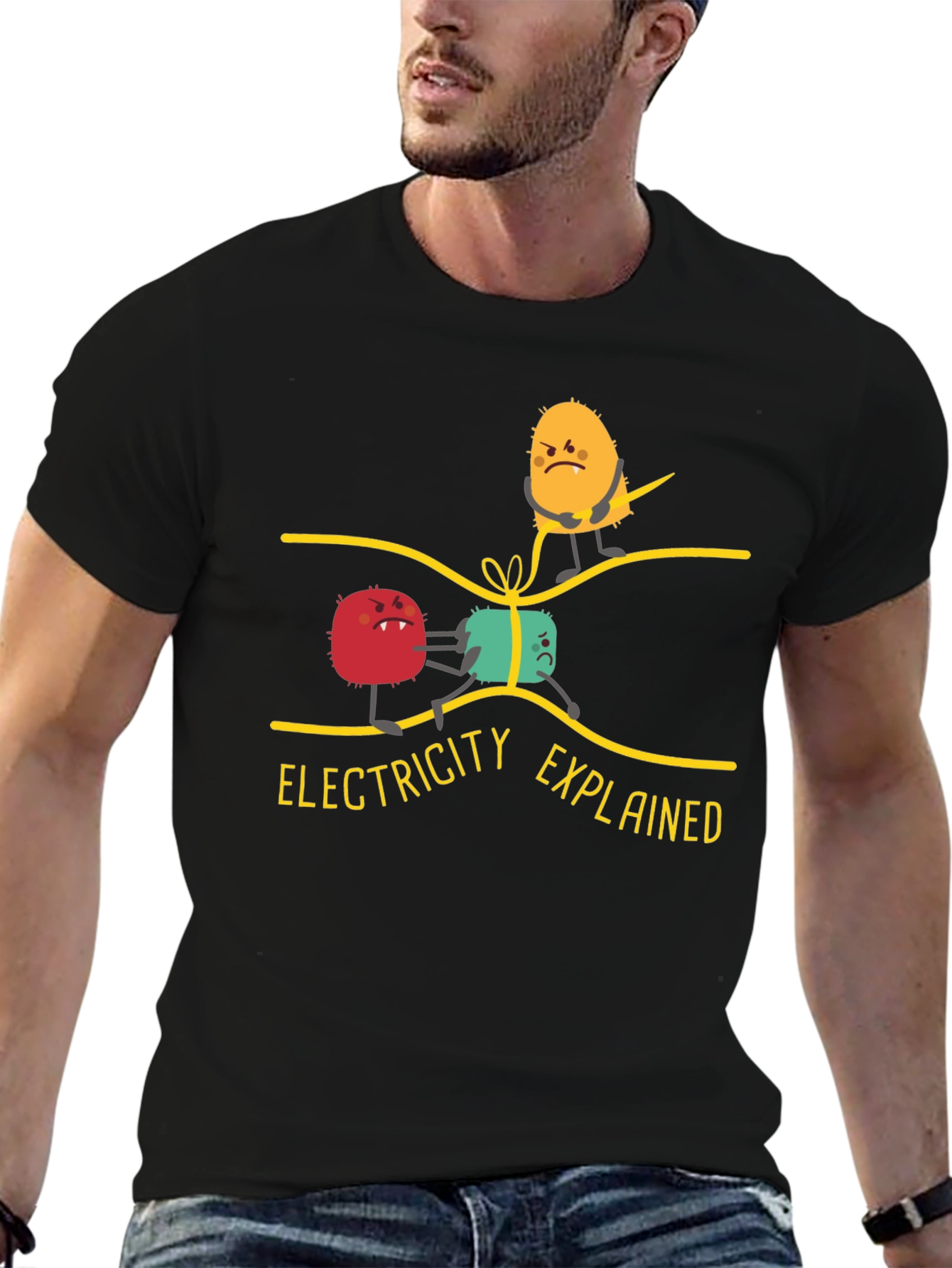Black Electricity Explained Graphic Tee view 6