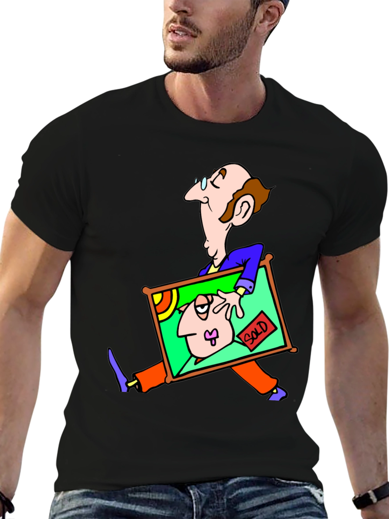 Black Cartoon Art T-Shirt - Whimsical Graphic Tee view 6