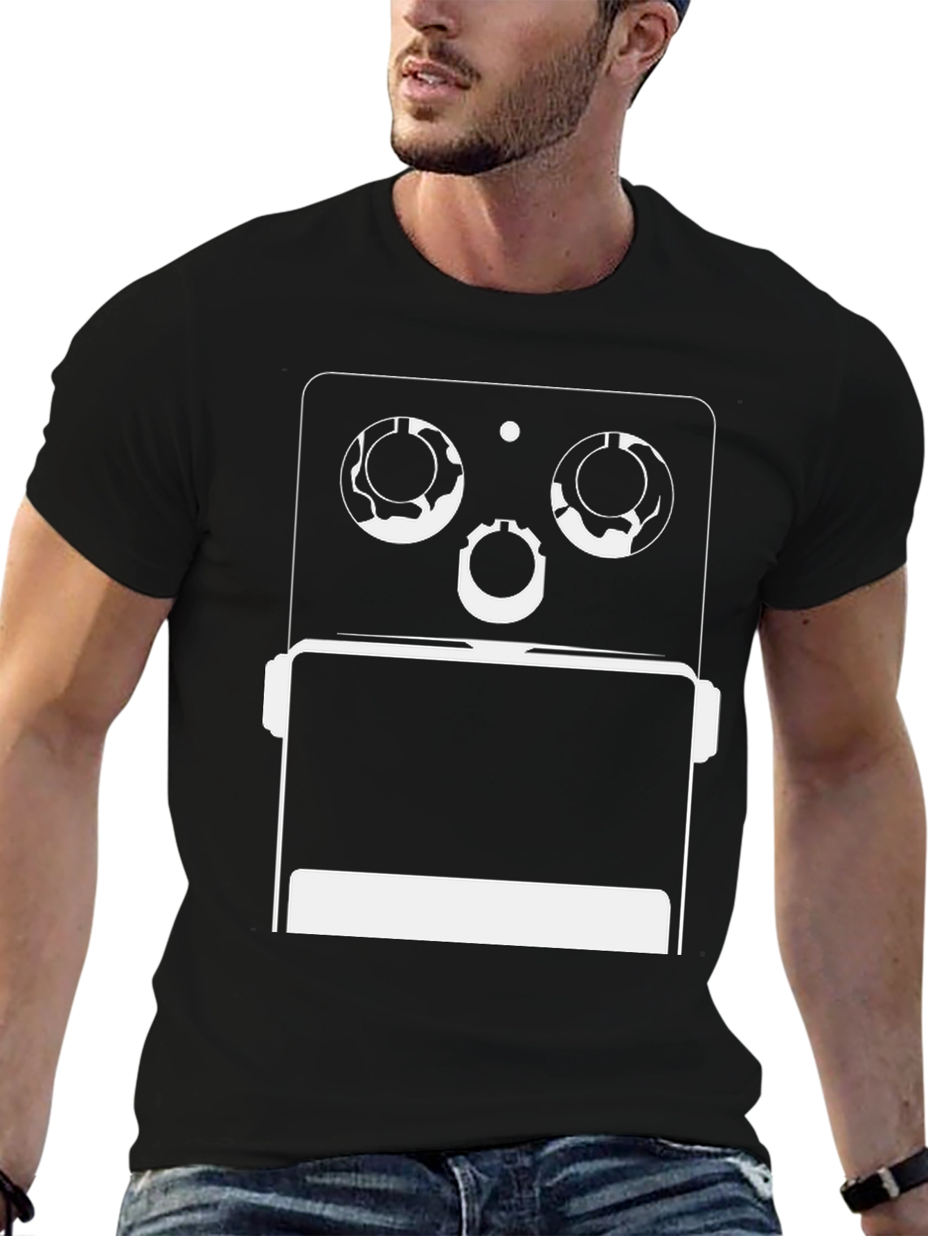 Black Geometric Robot Graphic Tee - Modern Style view 6