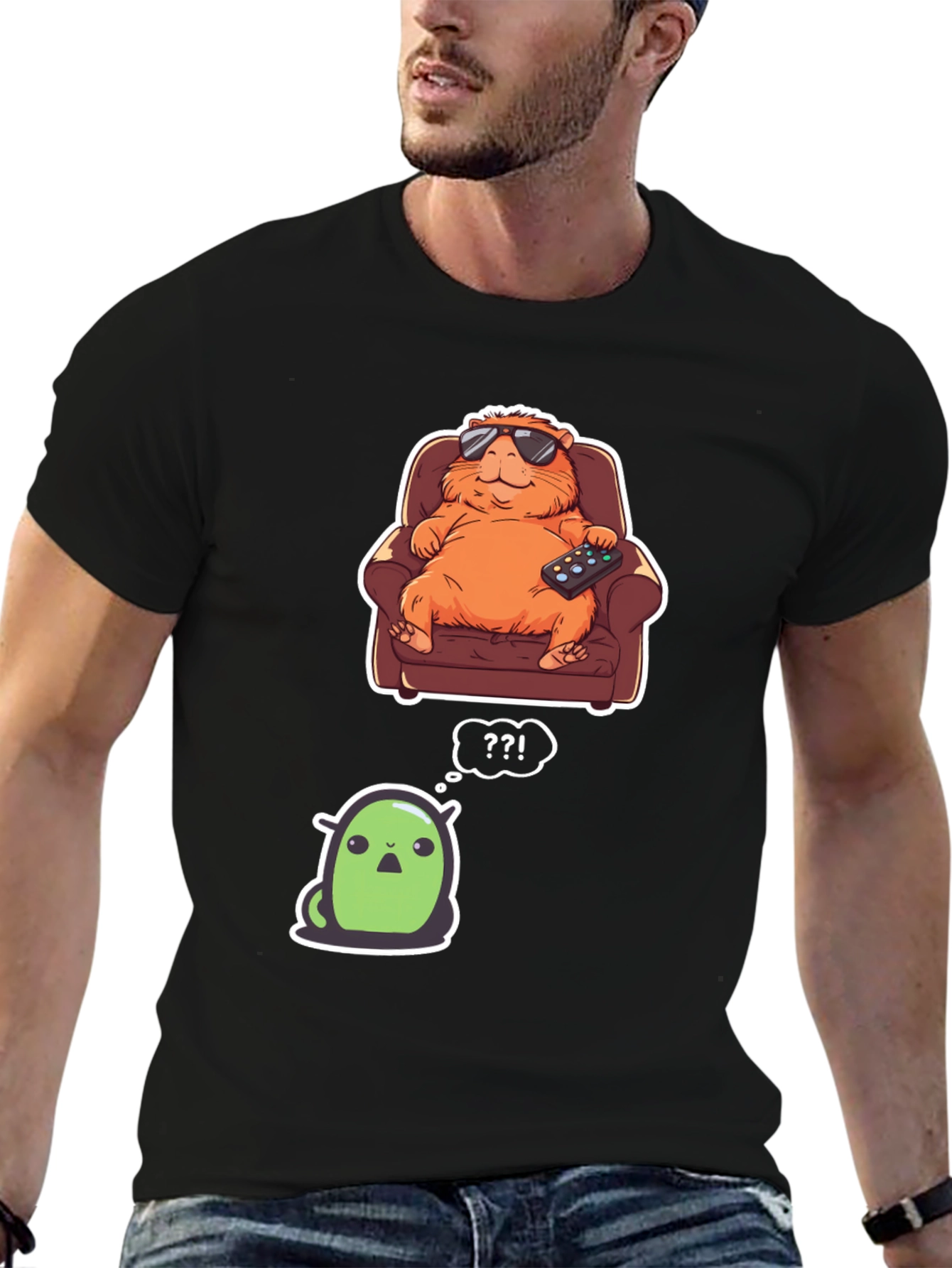 Black Cartoon Character Graphic T-Shirt view 6