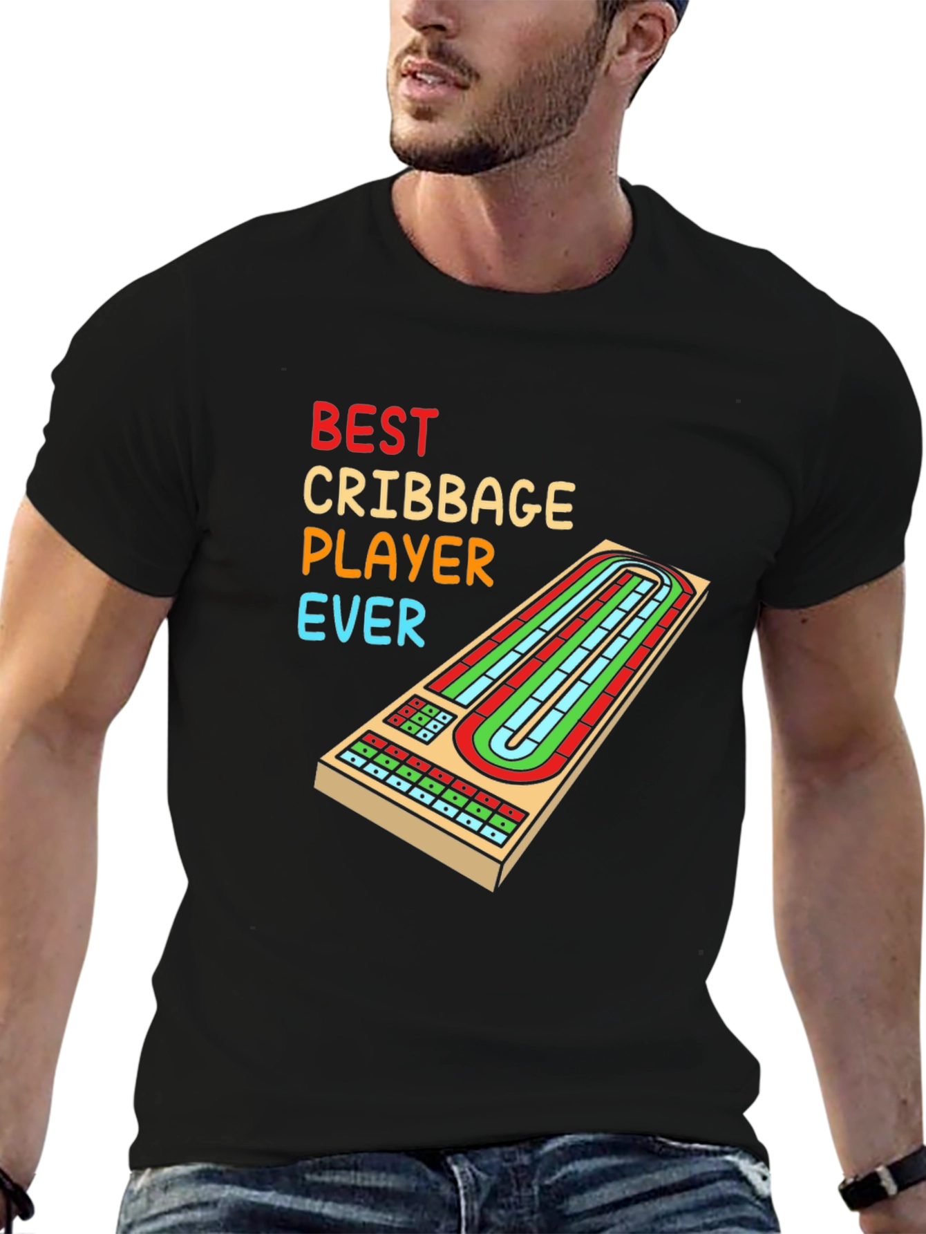 Black Best Cribbage Player Ever T-Shirt view 6