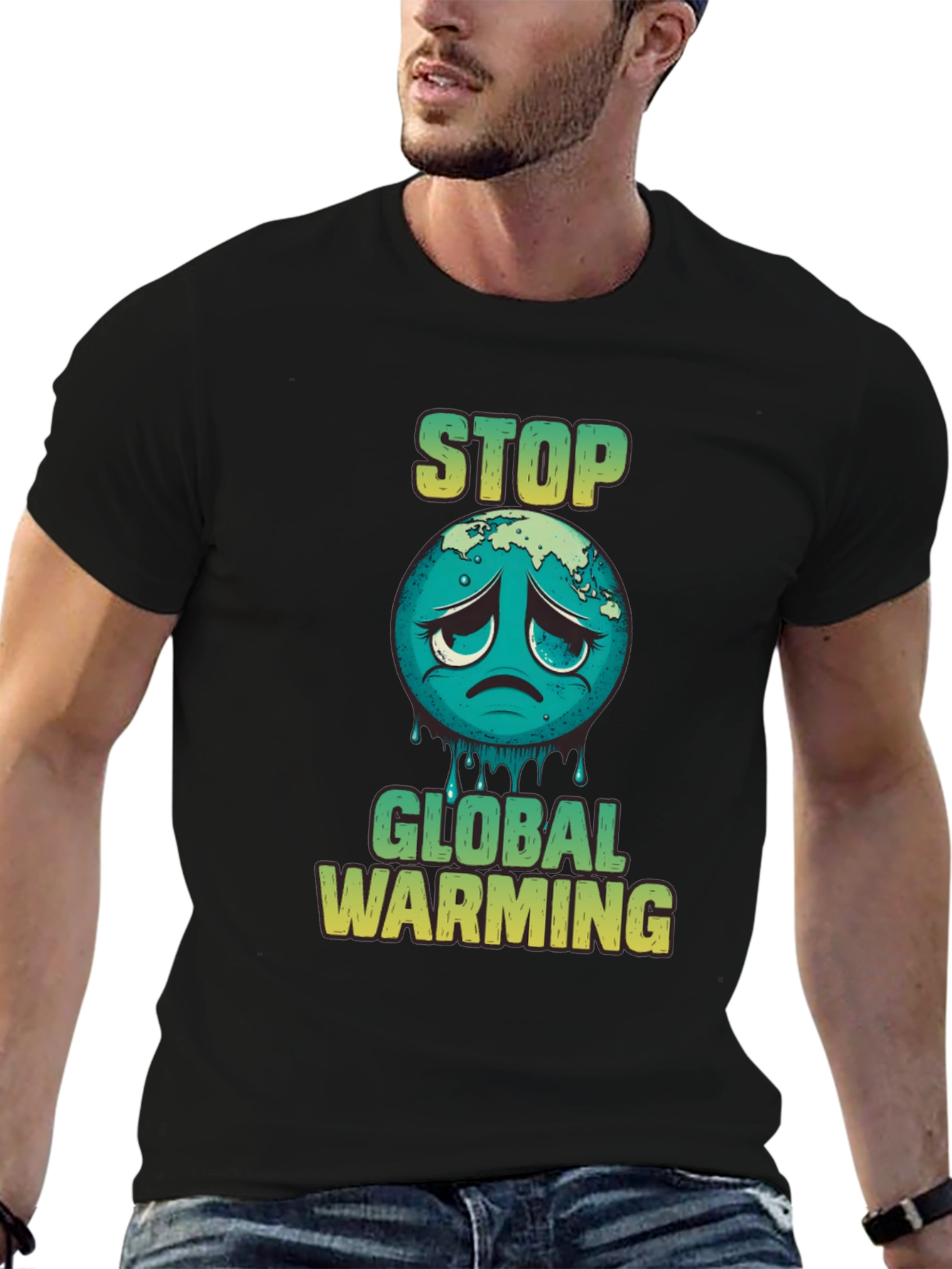 Black Stop Global Warming Graphic T-Shirt view 6