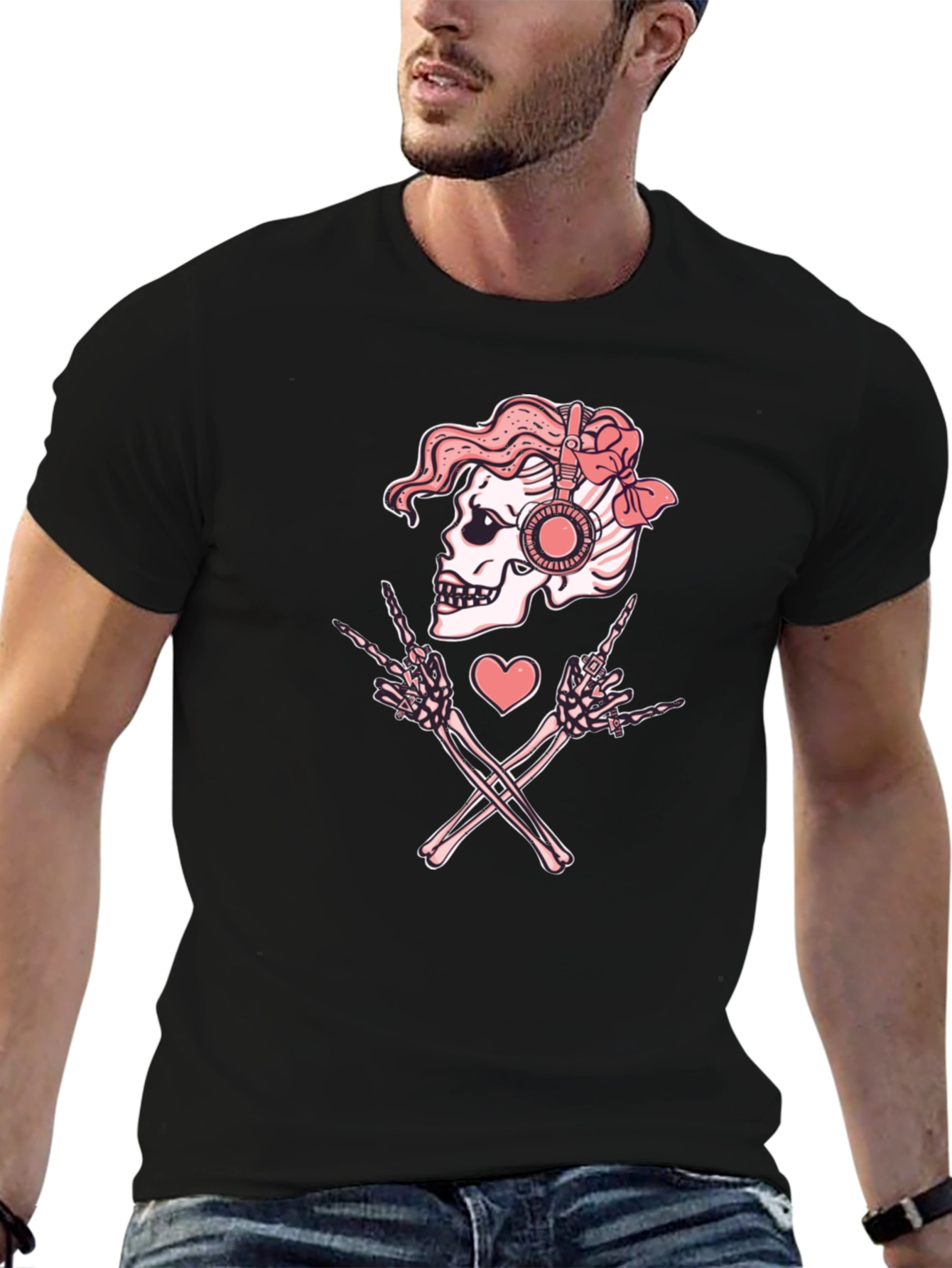 Black Skull Rock On Tee view 6