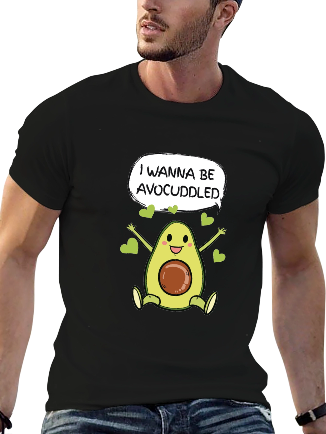Black Avocuddled T-Shirt - Funny Avocado Graphic Tee view 6