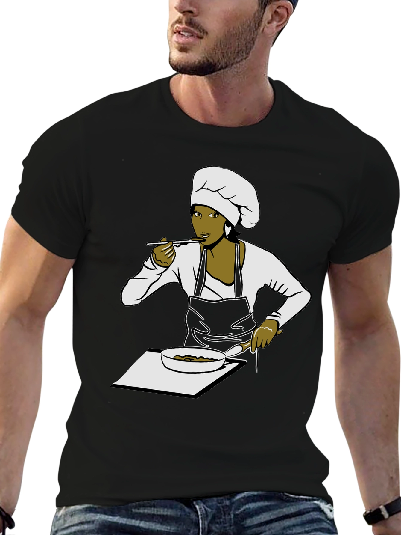 Black Chef Graphic T-Shirt - Unisex Cook Design Tee view 6