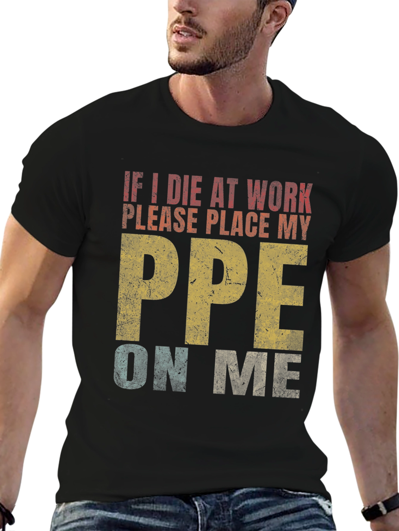 Black Funny PPE Work Shirt - Wear Your Safety Gear! view 6