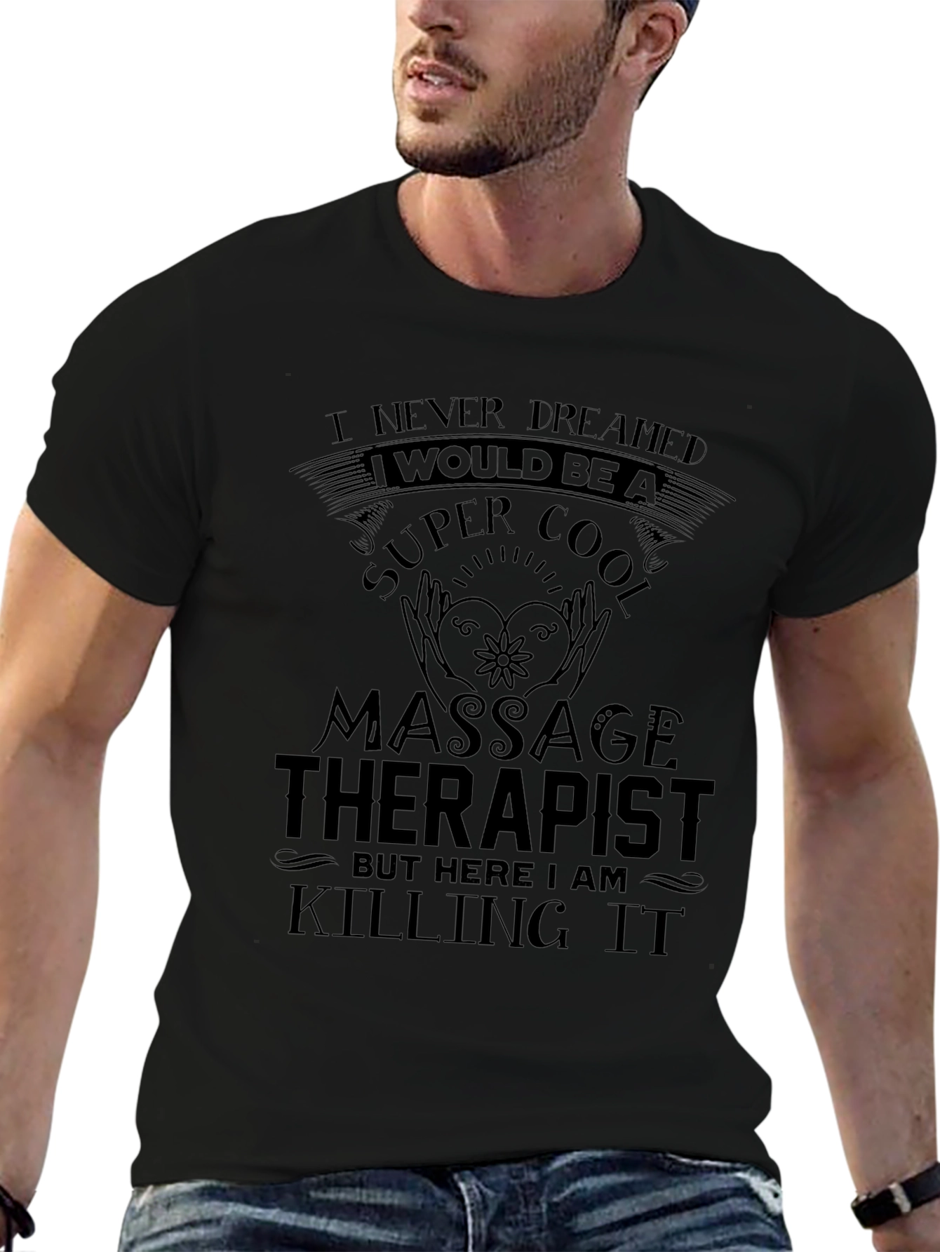 Black Super Cool Massage Therapist T-Shirt view 6
