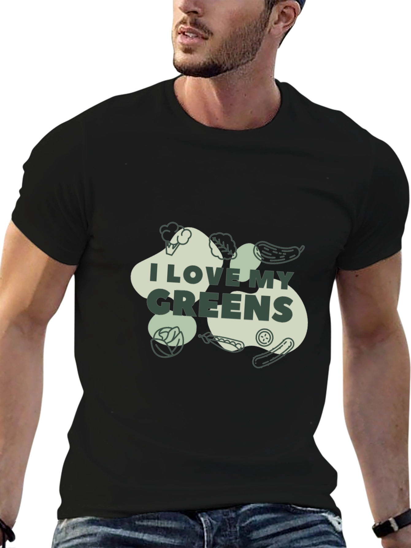 Black I Love My Greens Graphic Tee - Unisex Black T-Shirt view 6